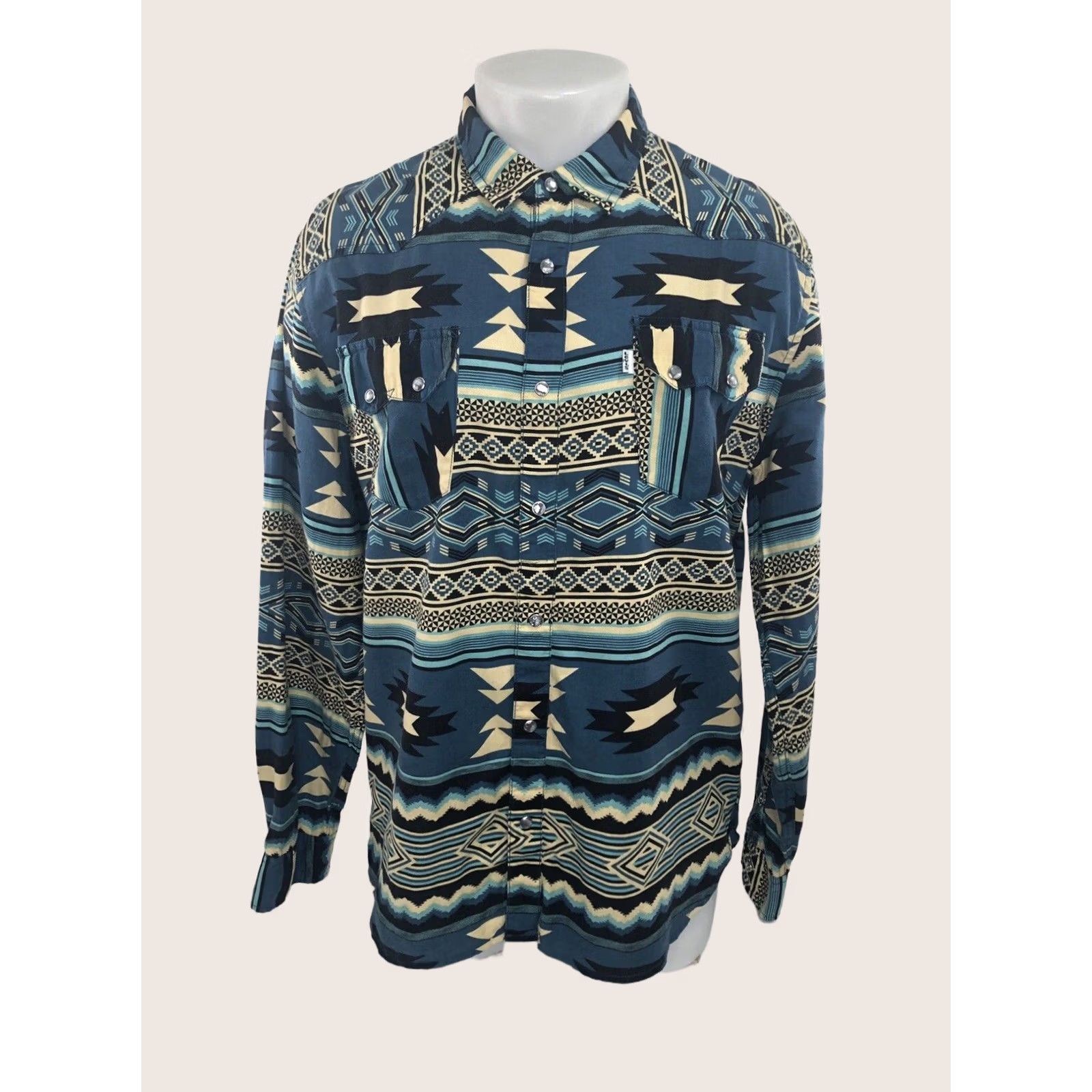 Levi's LEVI STRAUSS Western Shirt Mens L Multicolor PEARL SNAP SAWTOOTH AZTEC SOUTHWEST Size US L / EU 52-54 / 3 - 1 Thumbnail