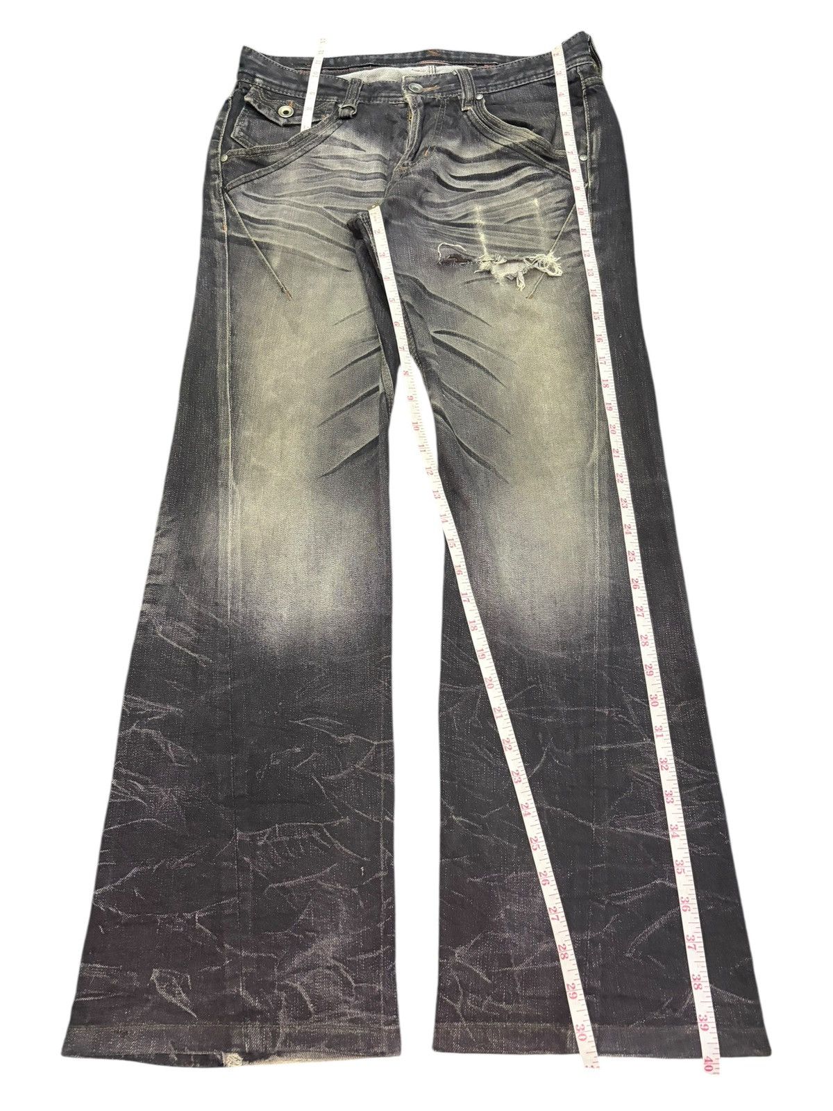 If Six Was Nine Vintage Nicole Club Faded Wash Distress Flare Jeans Size US 31 - 7 Thumbnail