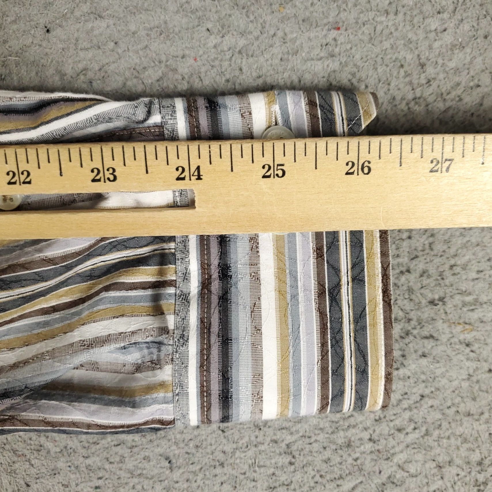 BUGATCHI Bugatchi Uomo Shirt Mens Large Gray Beige Striped Classic Fit Button Up Long Size US L / EU 52-54 / 3 - 6 Thumbnail