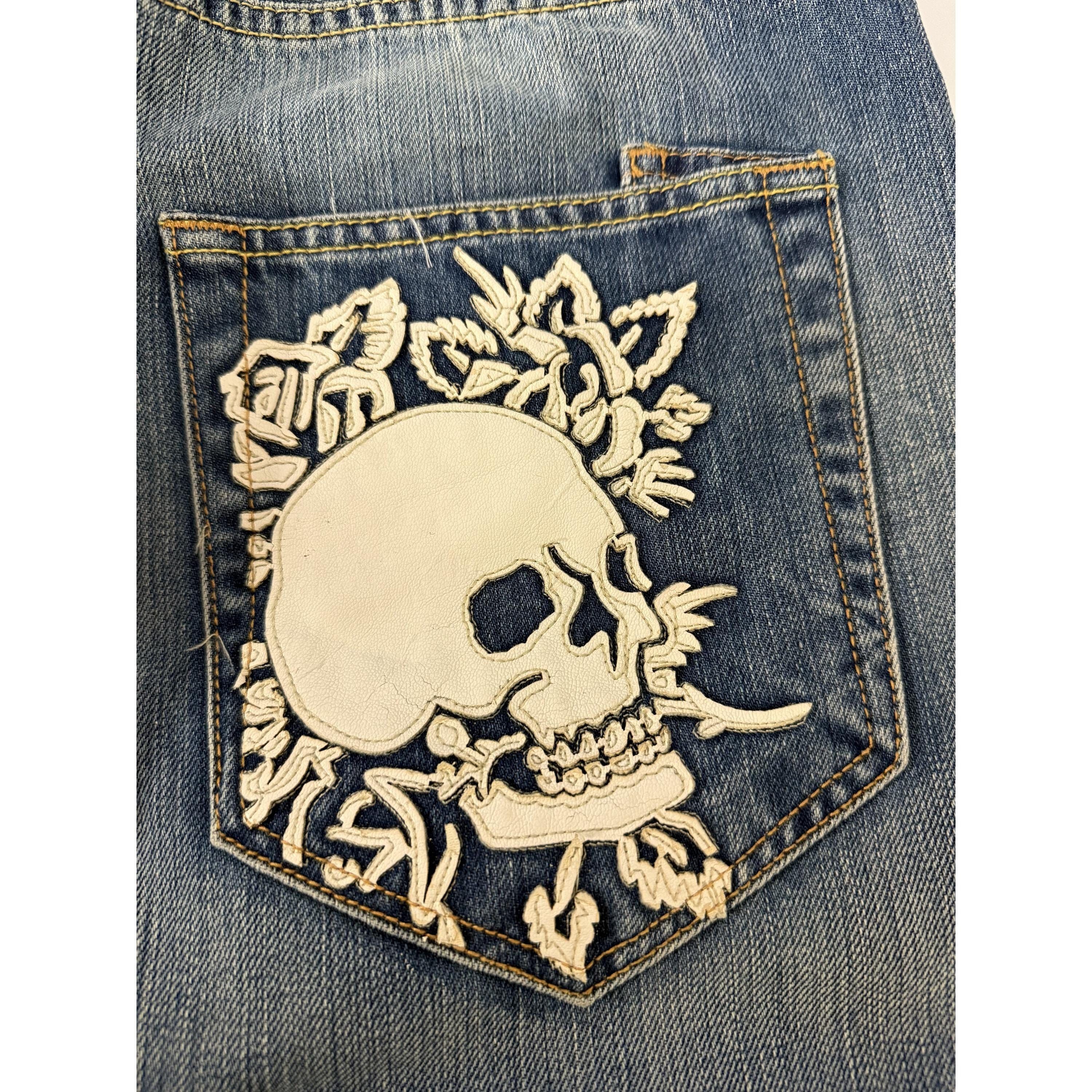 Ed Hardy × Vintage Y2K Ed Hardy Skull (NOS) Denim Jeans Size US 30 / EU 46 - 7 Thumbnail