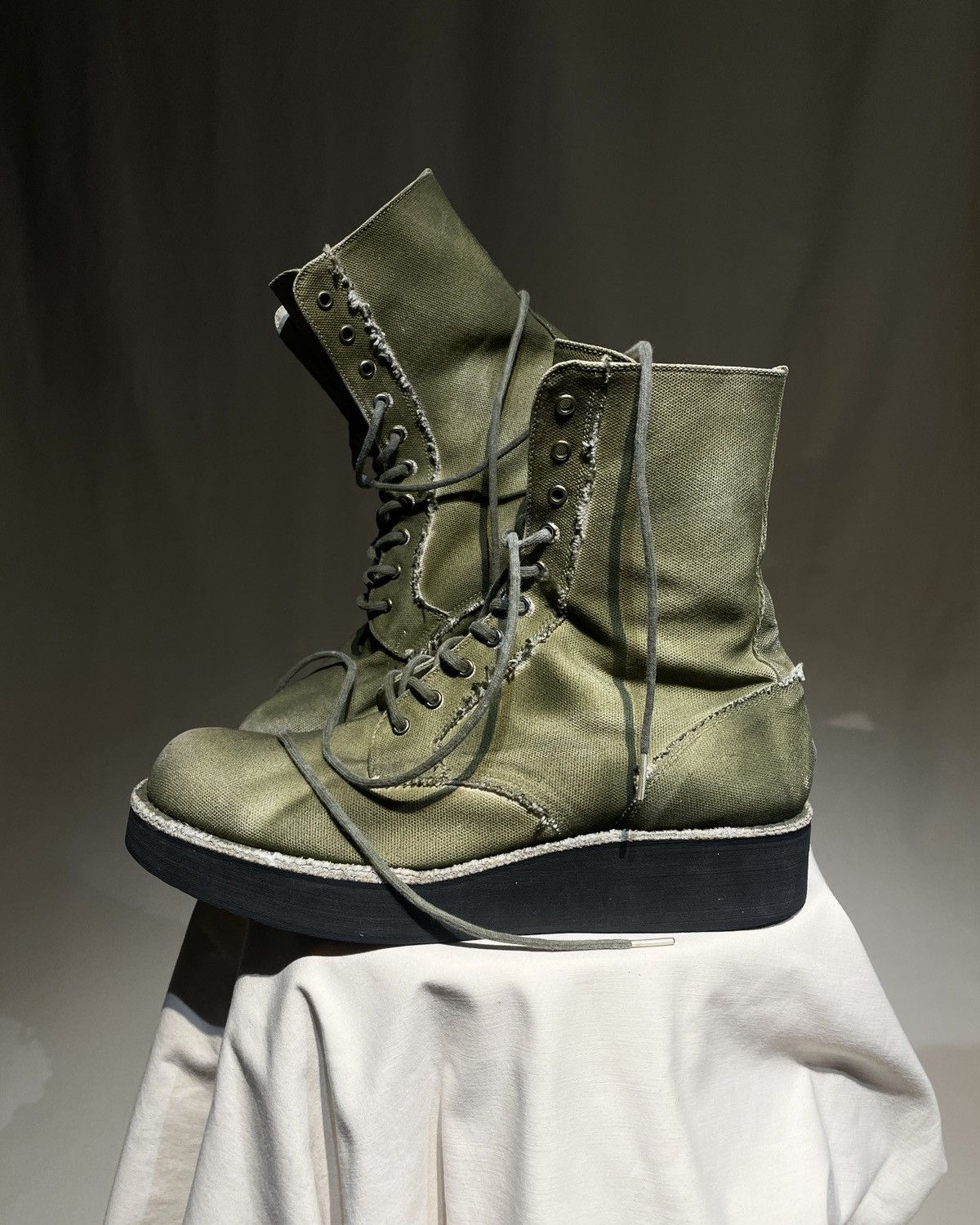 Yohji Yamamoto S/S2013 Yohji Yamamoto Pour Homme - Spray Dyed Canvas Boots Size US 10.5 / EU 43-44 - 5 Thumbnail