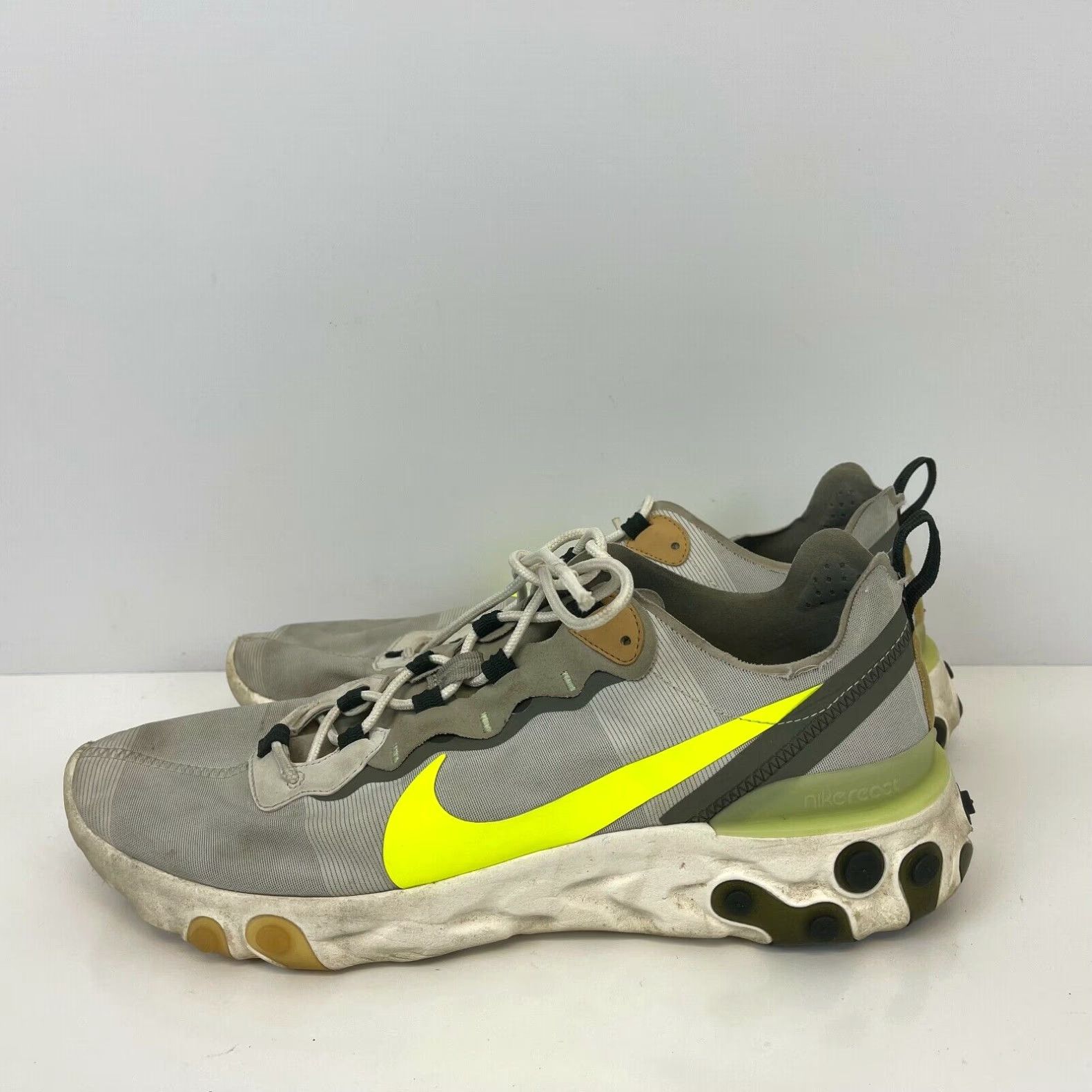 Nike React Element 55 Running Shoes Cargo Volt Mens Size 11.5 Footwear