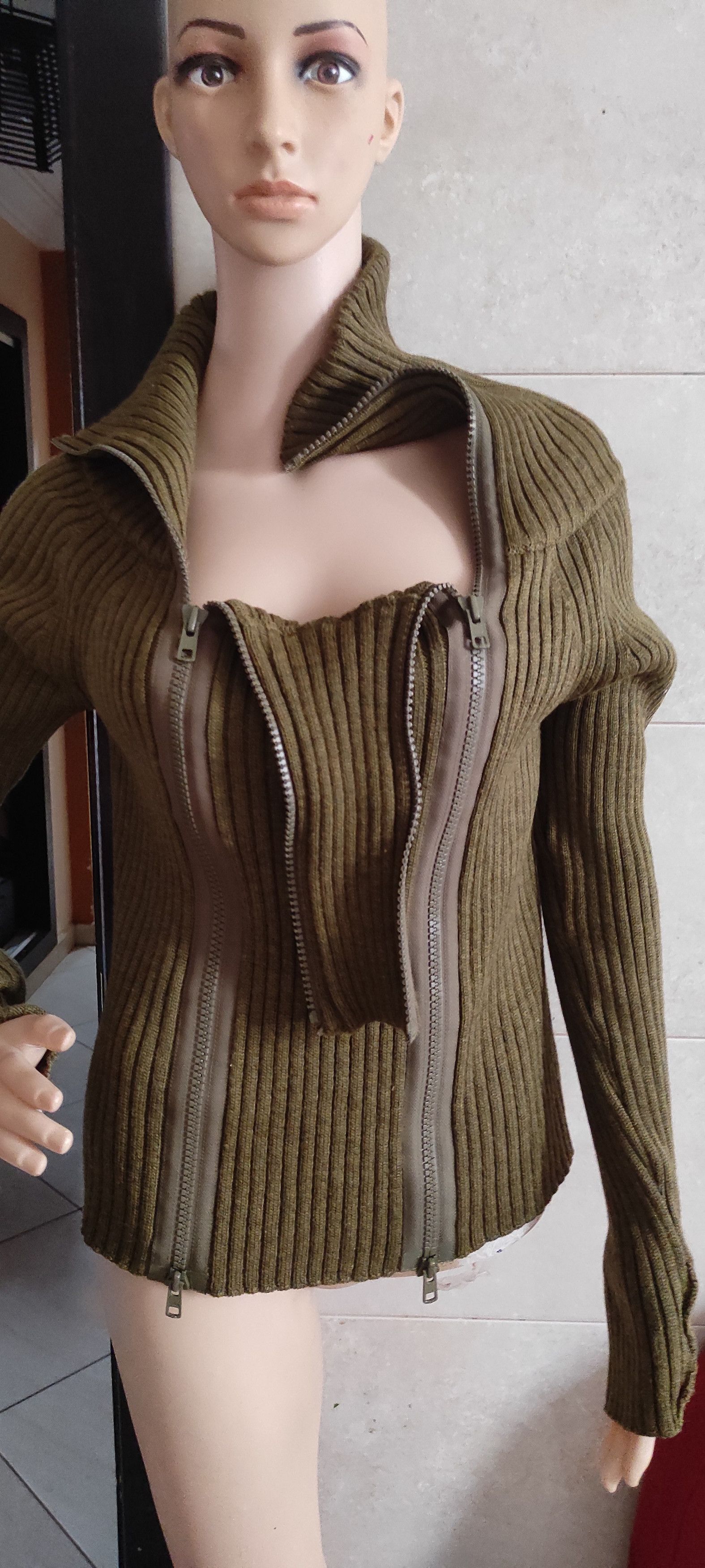 Other KYUSO Joke & Egidio Virgin Wool Sweater Bouble Zipper Green Size M / US 6-8 / IT 42-44 - 13 Thumbnail