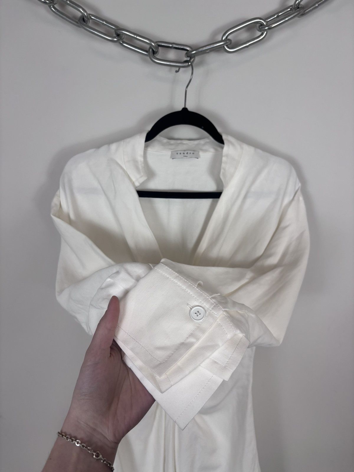 Sandro Sandro Paris NWT Ecru White Wrap Viscose Linen Mini Dress Size S / US 4 / IT 40 - 6 Thumbnail