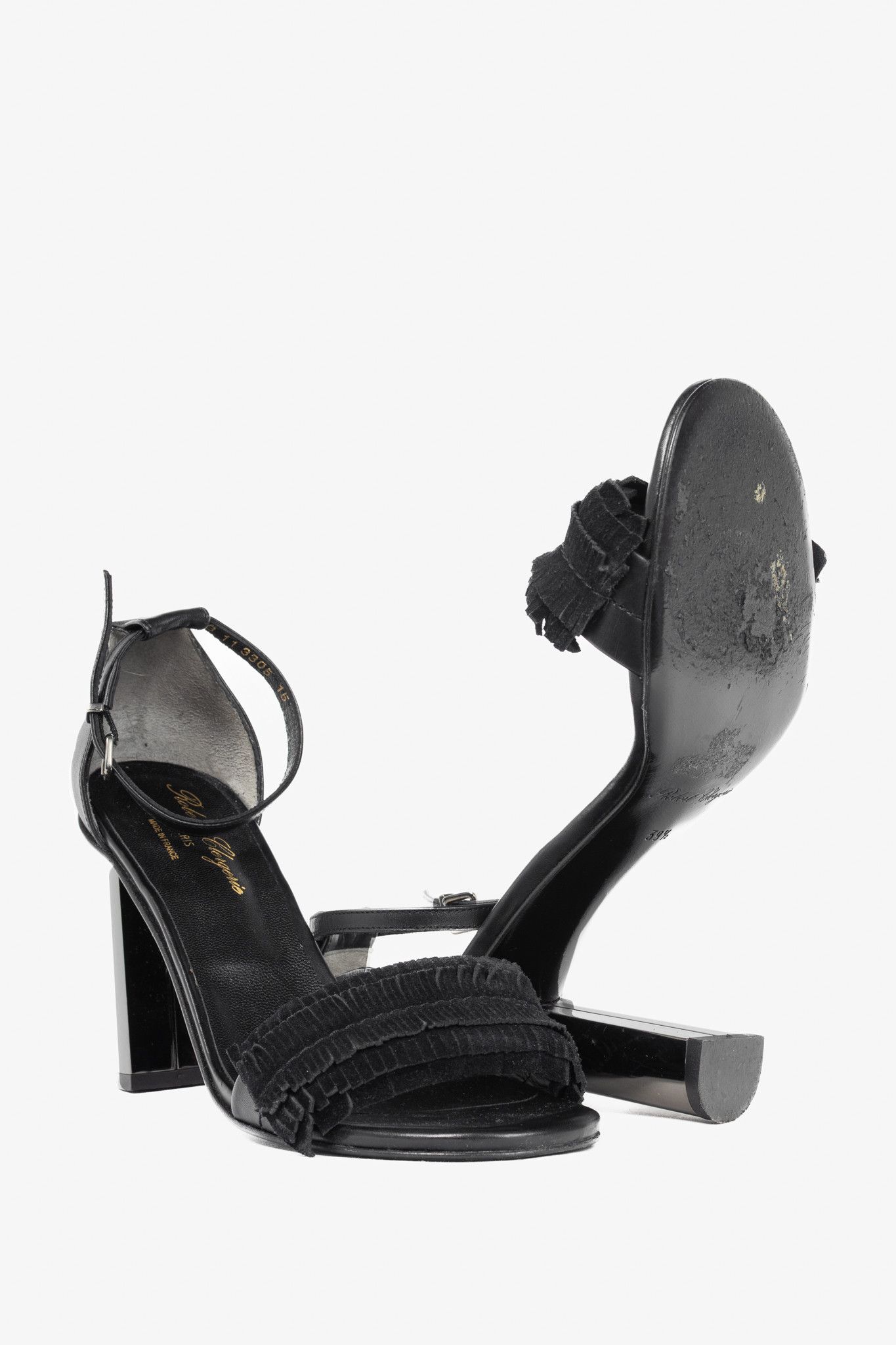 Robert Clergerie Robert Clergerie Black Suede Fringe Mirror-Heel Sandals Size US 9 / IT 39 - 4 Thumbnail