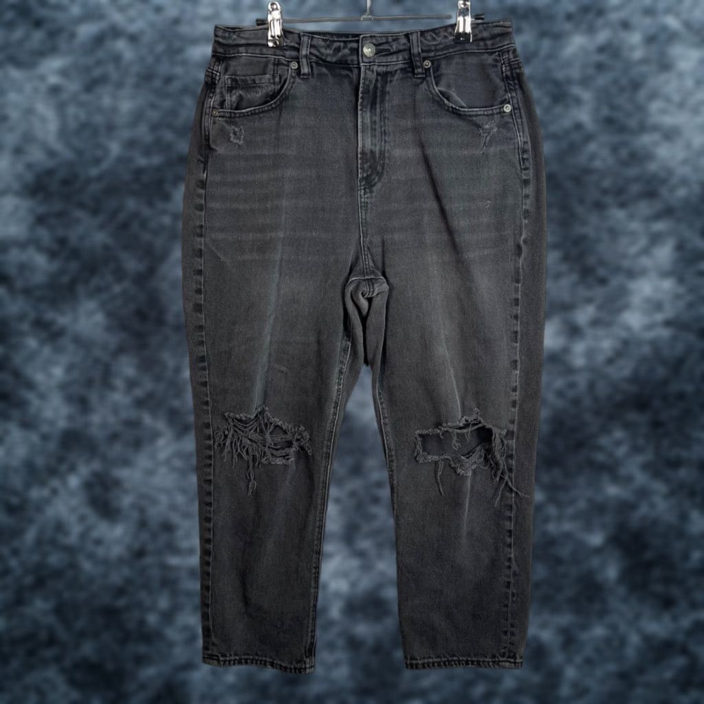 American Eagle Outfitters American Eagle Outfitters Jeans Distressed Black 10 Short Comfort Stretch Waist 5-Pocket Denim High Rise Womens Jeans Size 32" / US 10 / IT 46 - 1 Thumbnail