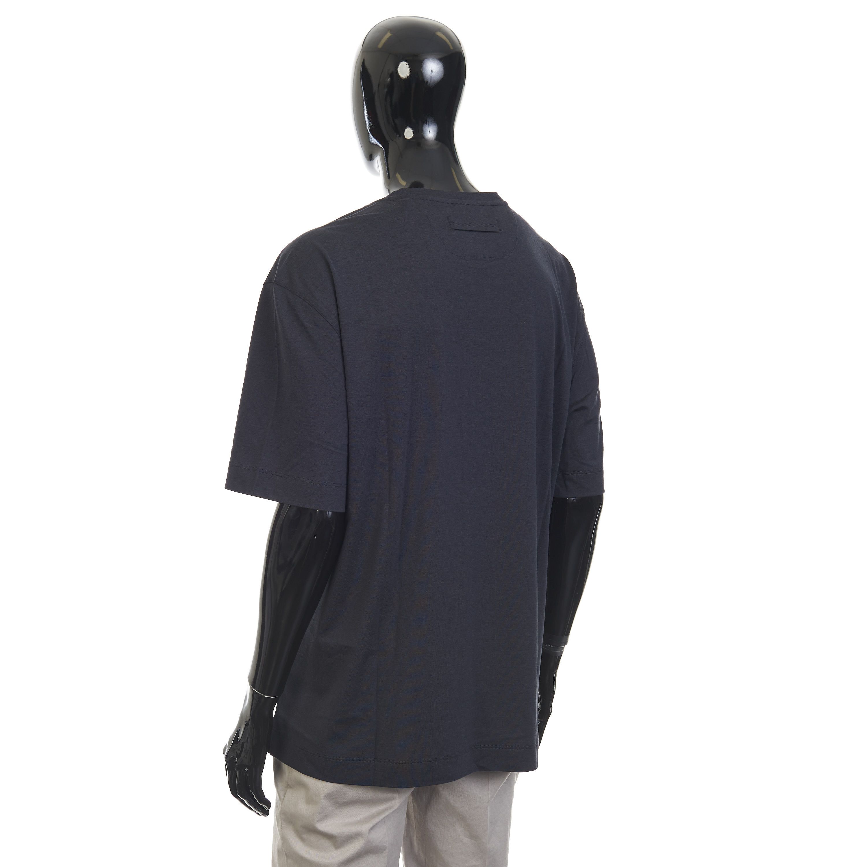 Ermenegildo Zegna Navy Blue Silk & Cotton Crewneck Tshirt 3XL Size US XXL / EU 58 / 5 - 4 Thumbnail