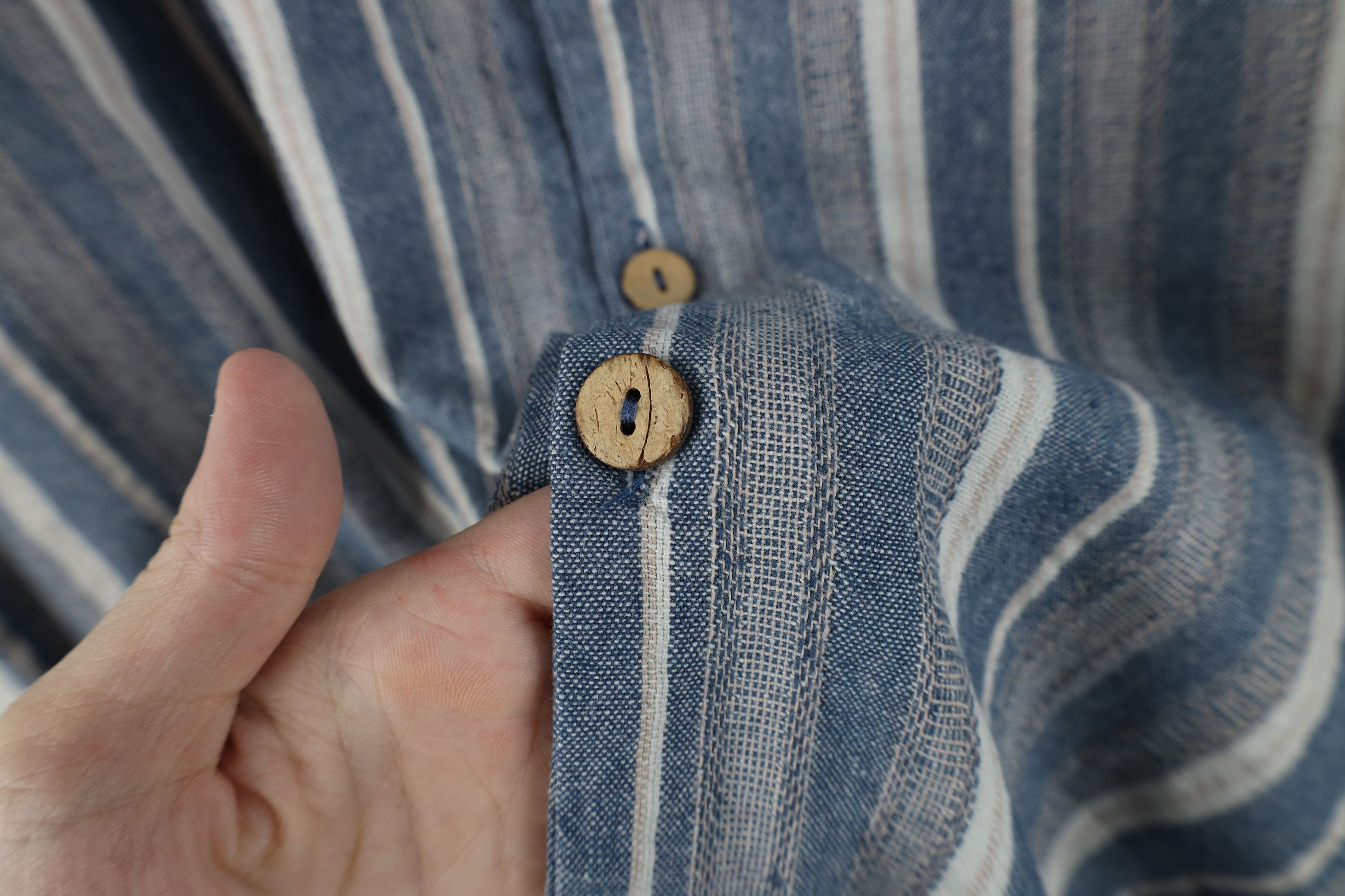 Vintage Vintage 90s Streetwear Linen Blend Camp Collar Button Shirt Size US L / EU 52-54 / 3 - 6 Thumbnail