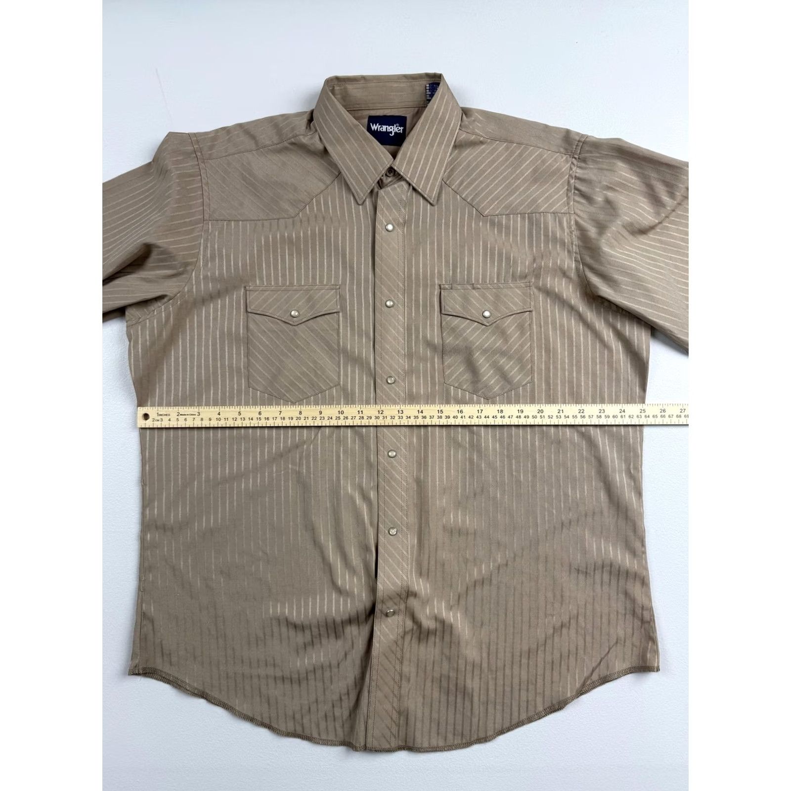 Wrangler Wrangler Shirt Mens XL Beige Stripe Long Sleeve Western Pearl Snap Casual Size US XL / EU 56 / 4 - 6 Thumbnail