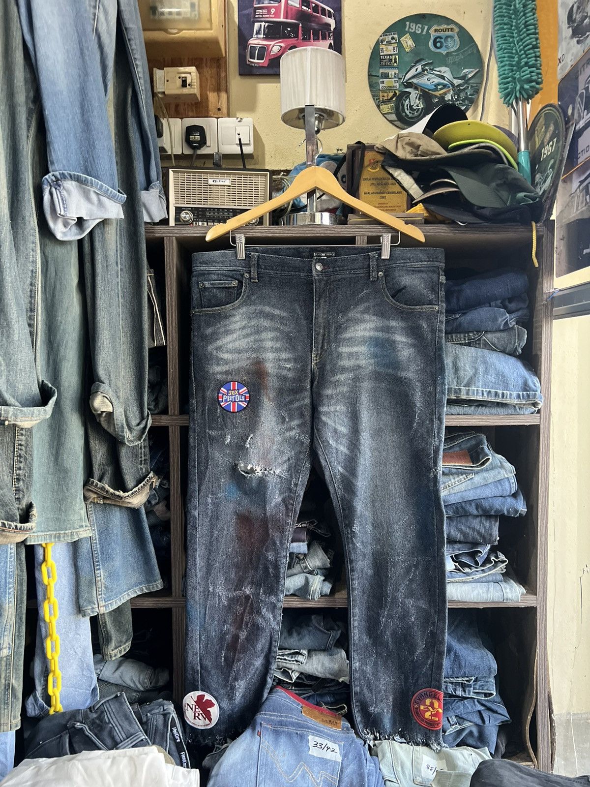 Japanese Brand 🔥Amore Puro Sex Pistols Patch Distressed Denim Size US 40 / EU 56 - 1 Thumbnail