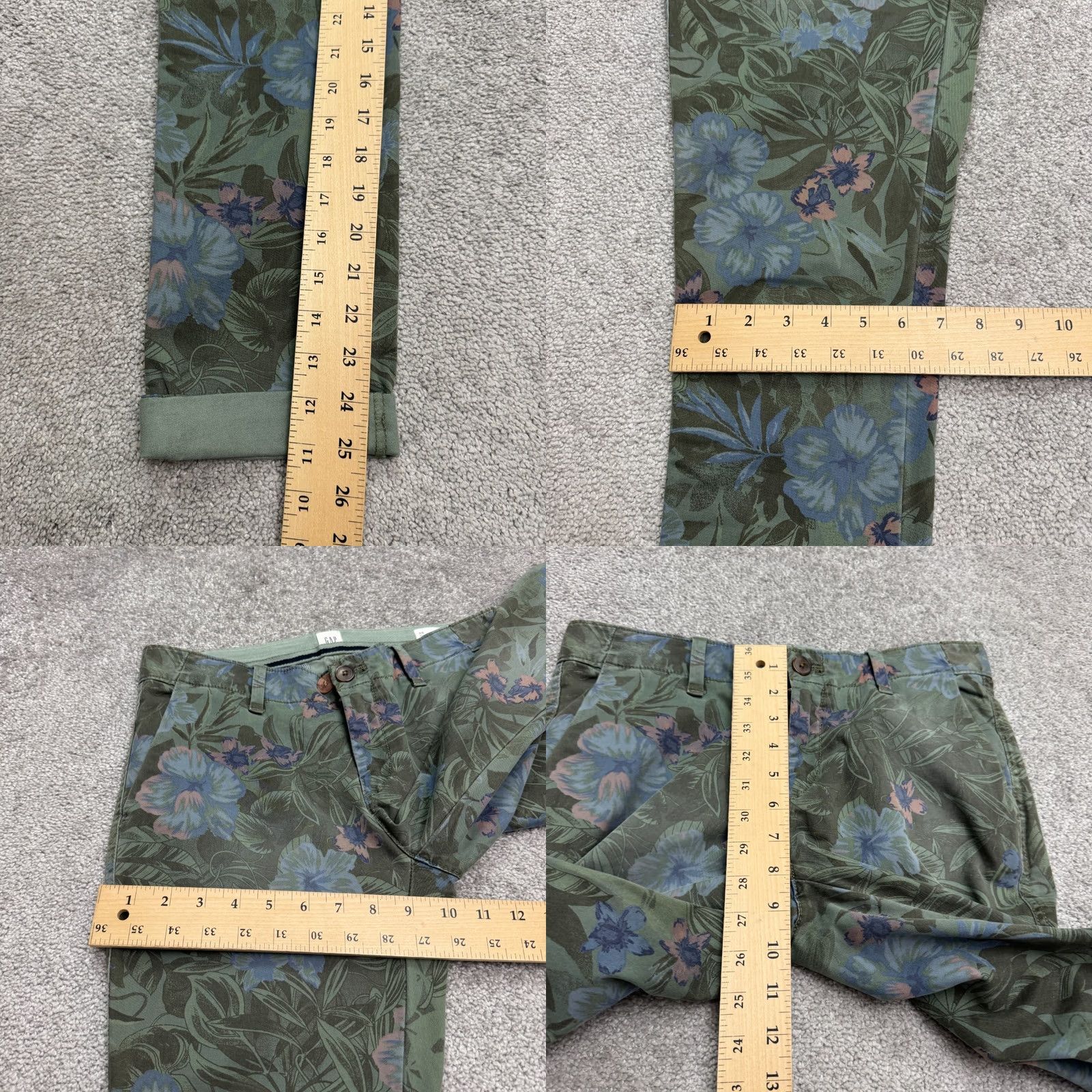 Gap Gap Female Chino Floral Print Cropped Pants Womens 00 Green Cotton Mid Rise Slit? (adjusted) Size 24" / US 00 / IT 34 - 9 Thumbnail