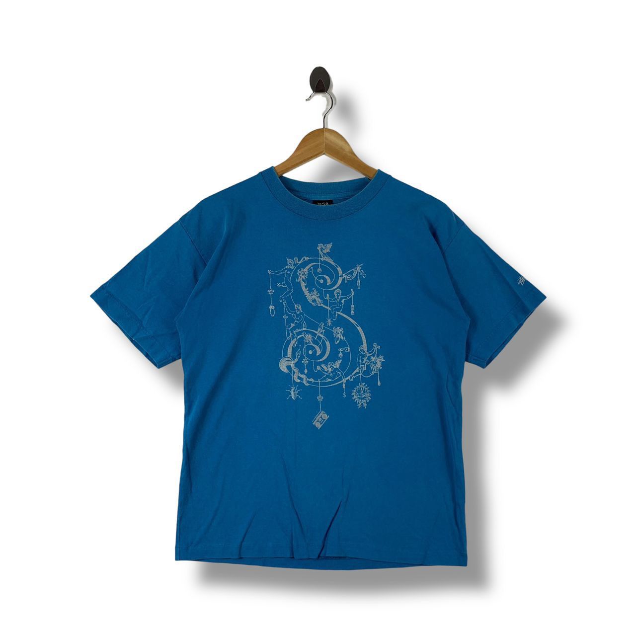 Stussy × Vintage Vintage 90s STUSSY S logo big printed streetwear tee Size US L / EU 52-54 / 3 - 1 Thumbnail