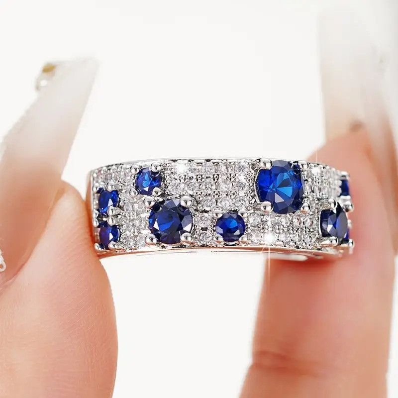Jewelry × Vintage Huitan Dazzling Blue/White CZ New Ring Size ONE SIZE - 4 Thumbnail