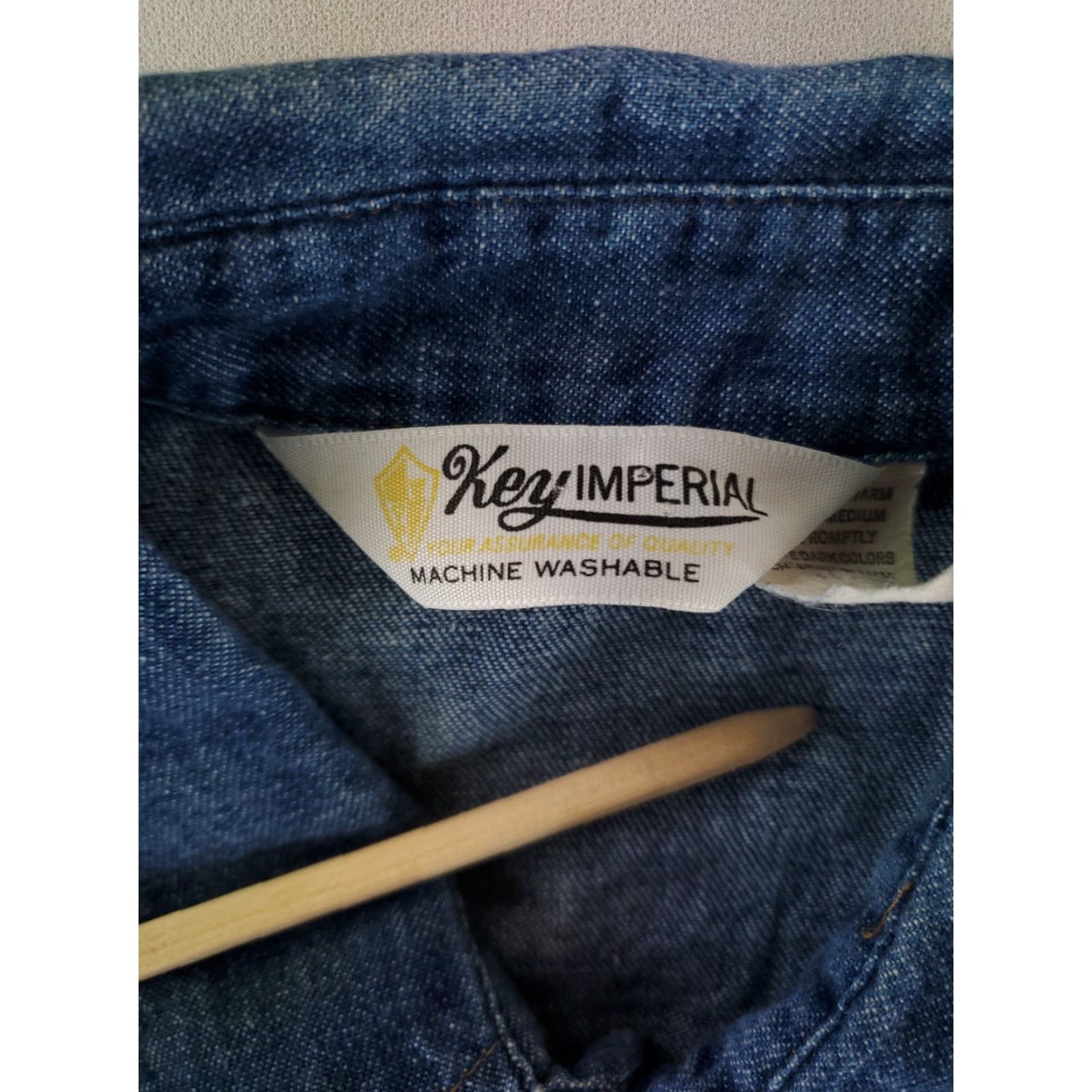 Imperial VINTAGE Key Imperial Shirt Denim Pearl Snap VTG Blue Long Sleeve Mens XL Long Size US XL / EU 56 / 4 - 3 Thumbnail