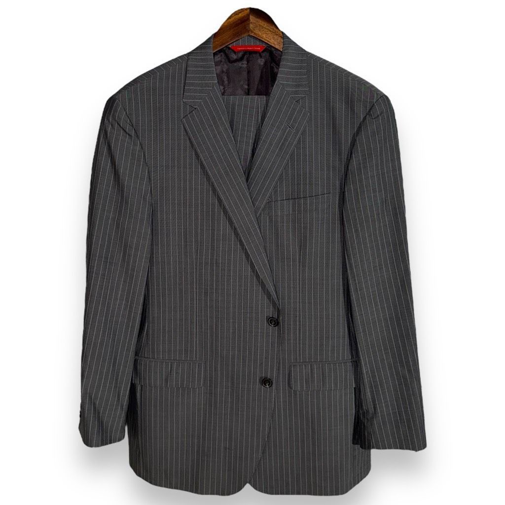 Samuelsohn Samuelsohn Gable Gray Striped Super 130s Suit Size 44R Size 44R - 1 Thumbnail