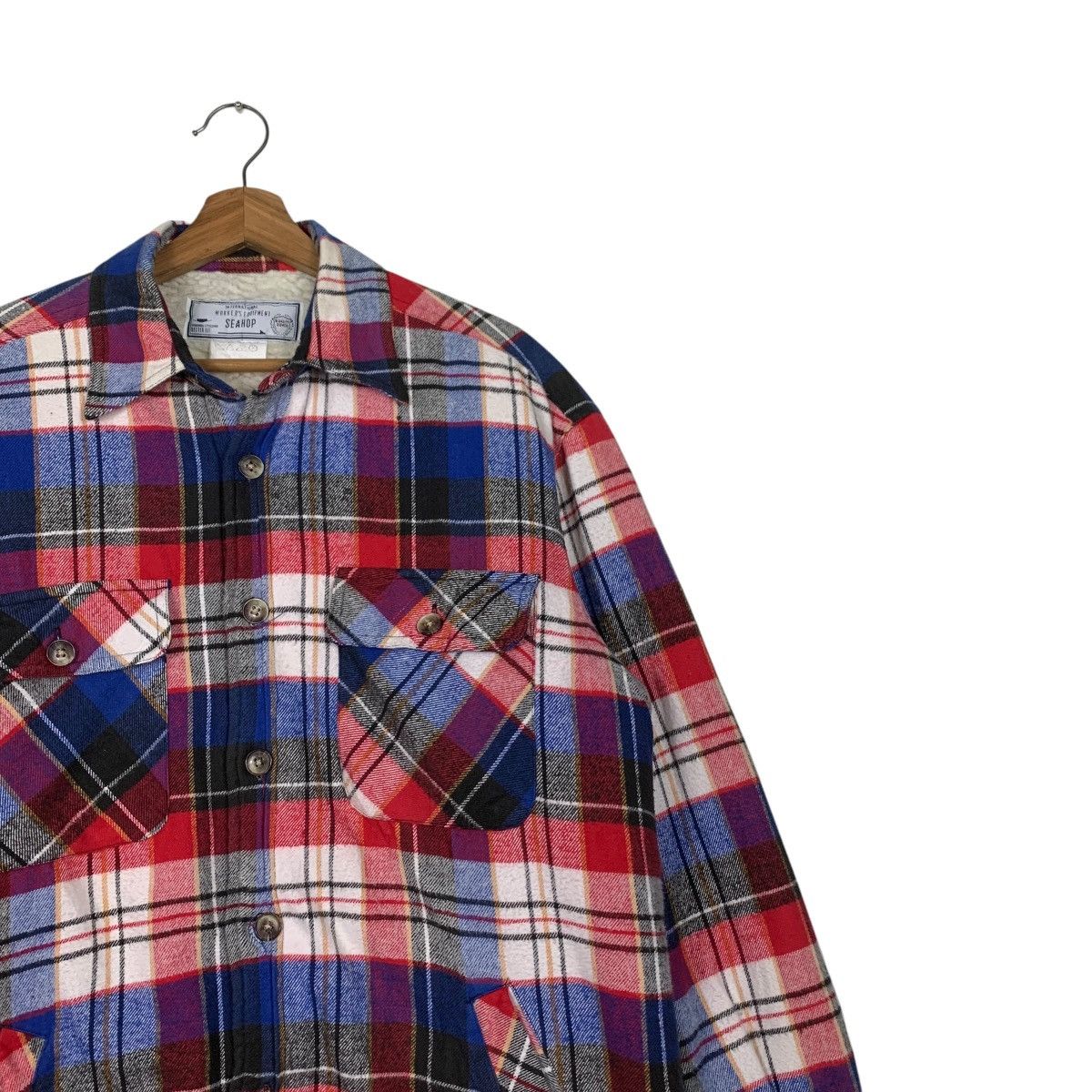 Flannel 90’s SEAHOP Fleece Lined Checked Flannel Jacket #2342-C105 Size US M / EU 48-50 / 2 - 5 Thumbnail