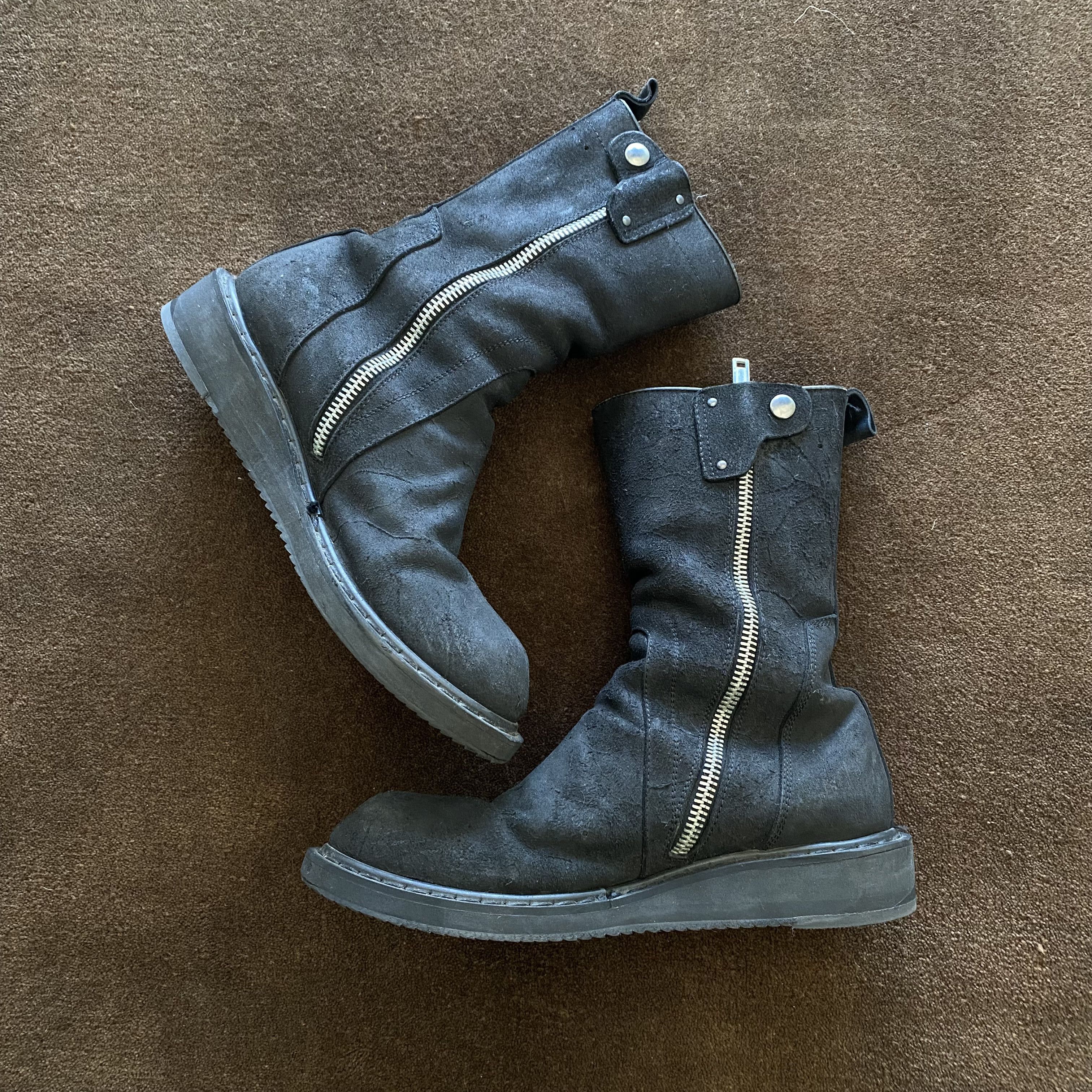 Rick Owens Creeper Reverse Blistered Leather Boots