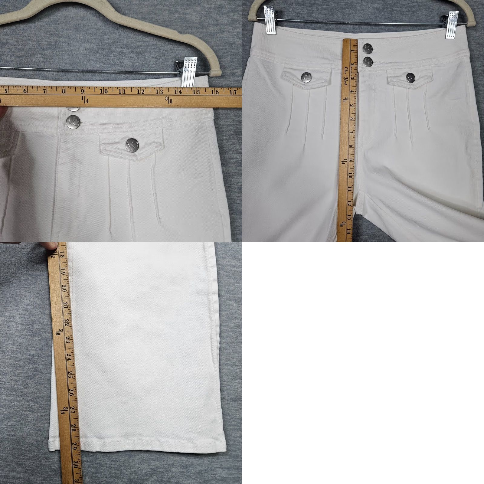 Vintage Victor Glemaud Women's Jeans Size 8 Mid Rise Flared Button Front Denim White, 5-Pocket, Stretch Size 30" / US 8 / IT 44 - 8 Thumbnail