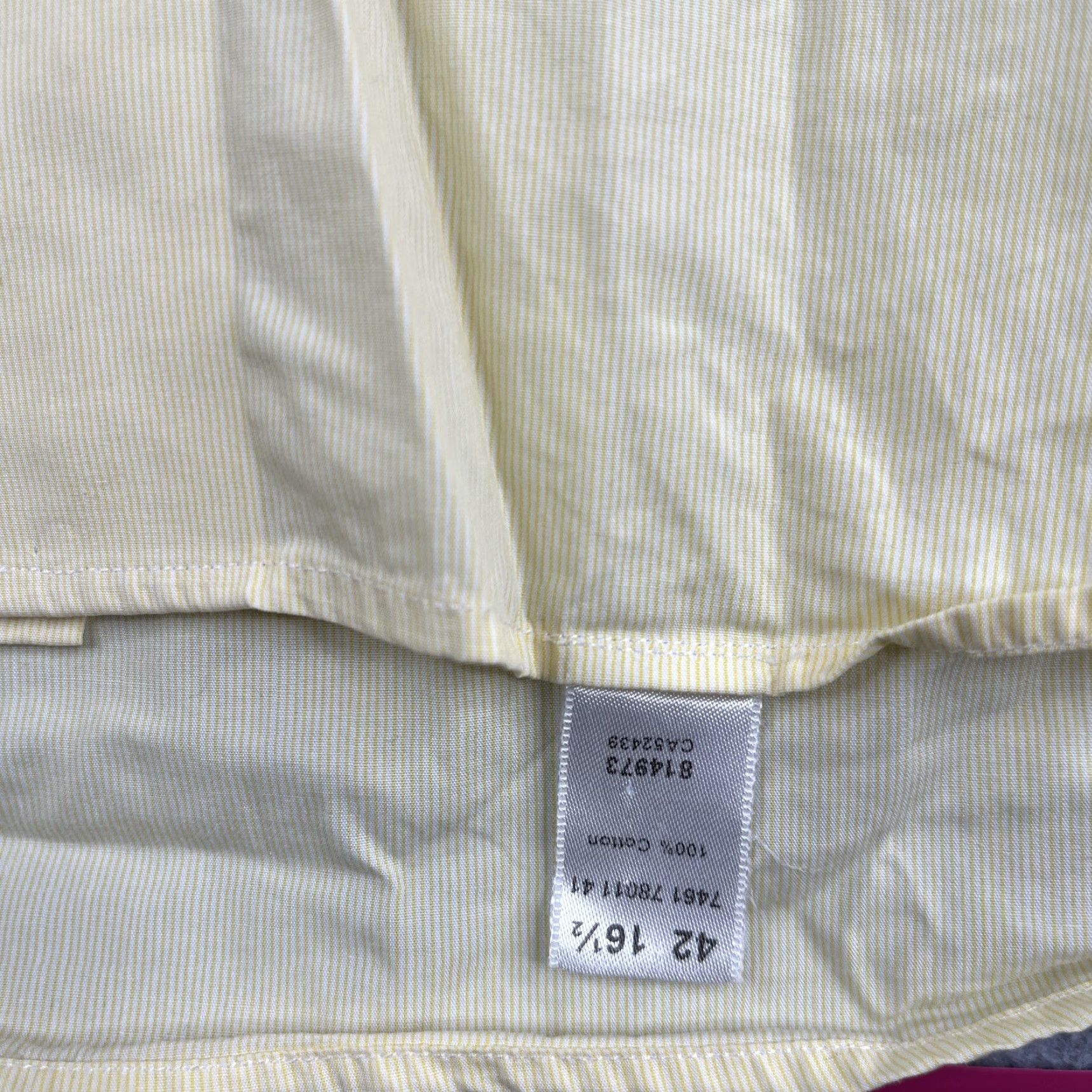 Eton Eton Ganghester Shirt 42 Mens Yellow Striped Button-Up Long Sleeve Cotton Woven Classic Casual Size US XL / EU 56 / 4 - 3 Thumbnail