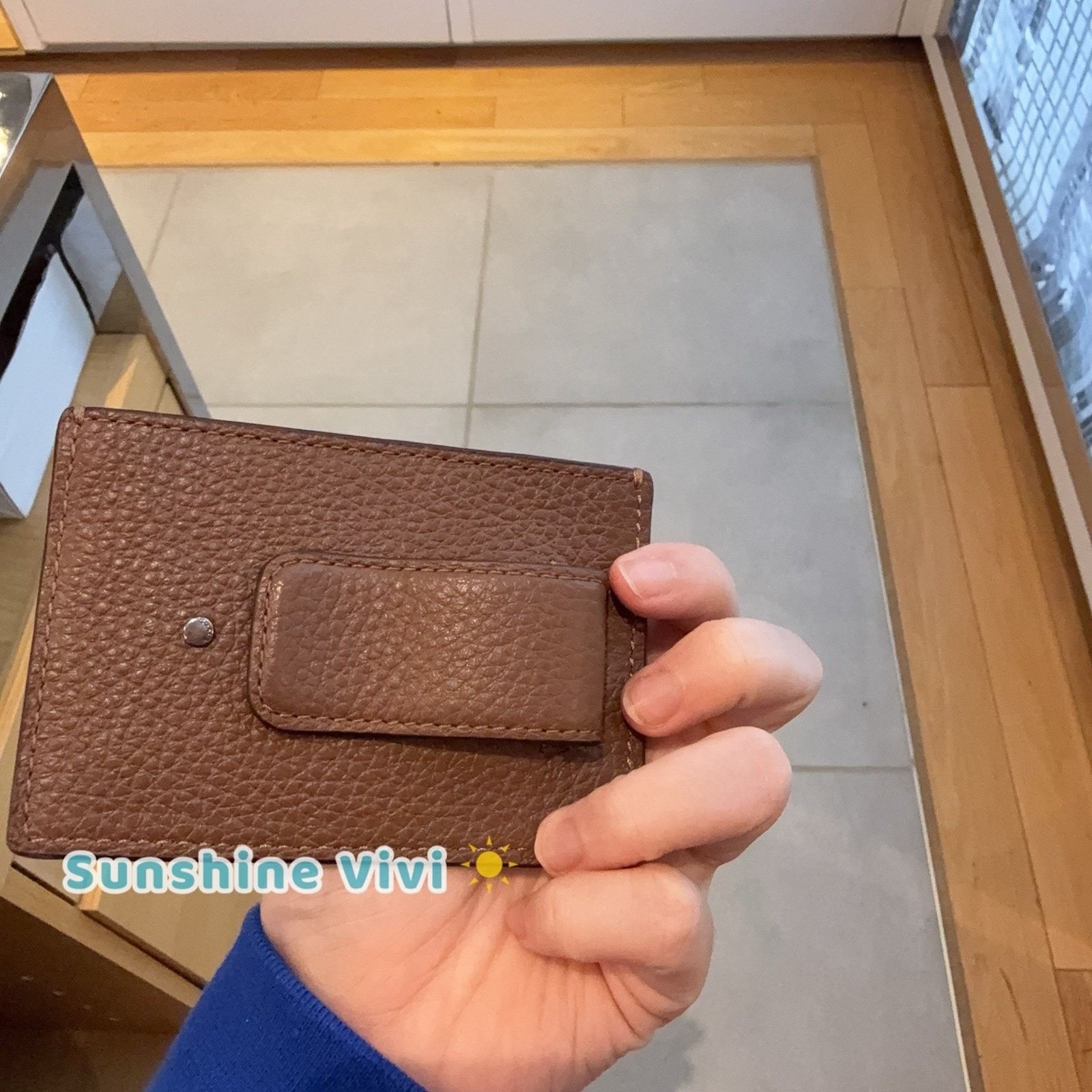 Coach NWT Coach Card Case Money Clip Leather CCF97 Gunmetal/Saddle Size ONE SIZE - 3 Thumbnail