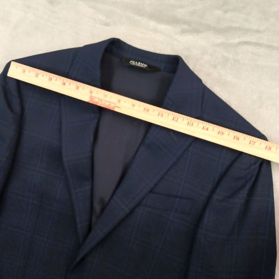 Jos. A. Bank Jos A Bank Mens Blazer Slim Fit Blue Plaid Wool Blend Travel Canvas 37 Size 36R - 2 Thumbnail