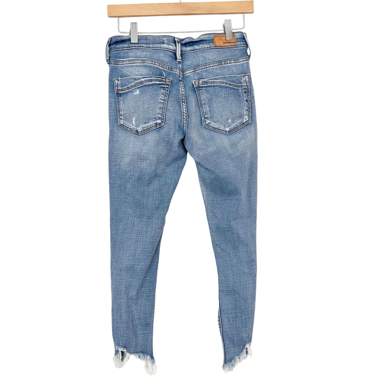 Express Express Distressed Mid Rise Ankle Legging Jeans Sz 2S Size 26" / US 2 / IT 38 - 6 Thumbnail