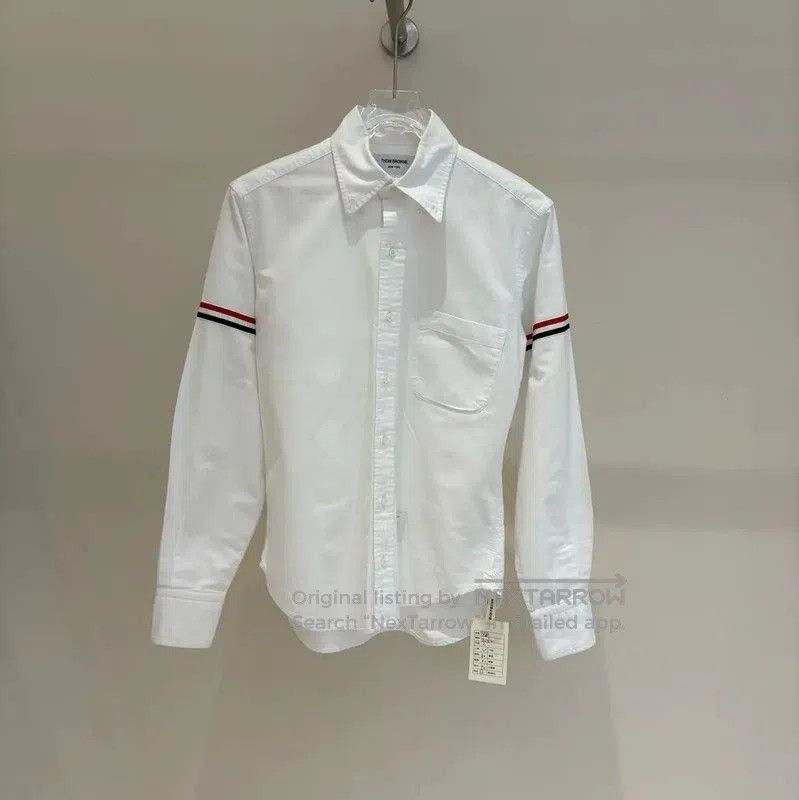 Thom Browne Thom Browne White Cotton Striped Long Sleeve Shirt . Size US M / EU 48-50 / 2 - 1 Thumbnail