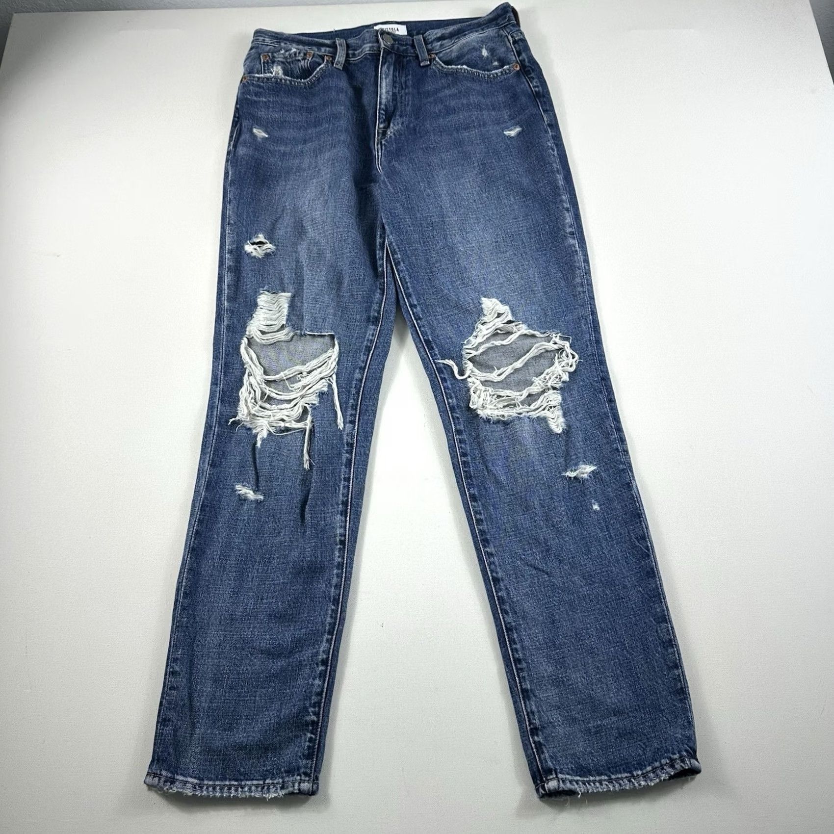 Pistola Pistola Jeans Distressed High-Rise Wide-Leg Ankle 28 Blue Womens Size 28 Jeans Bobbie Distressed Wide-Leg Blue Size 28" / US 6 / IT 42 - 2 Thumbnail