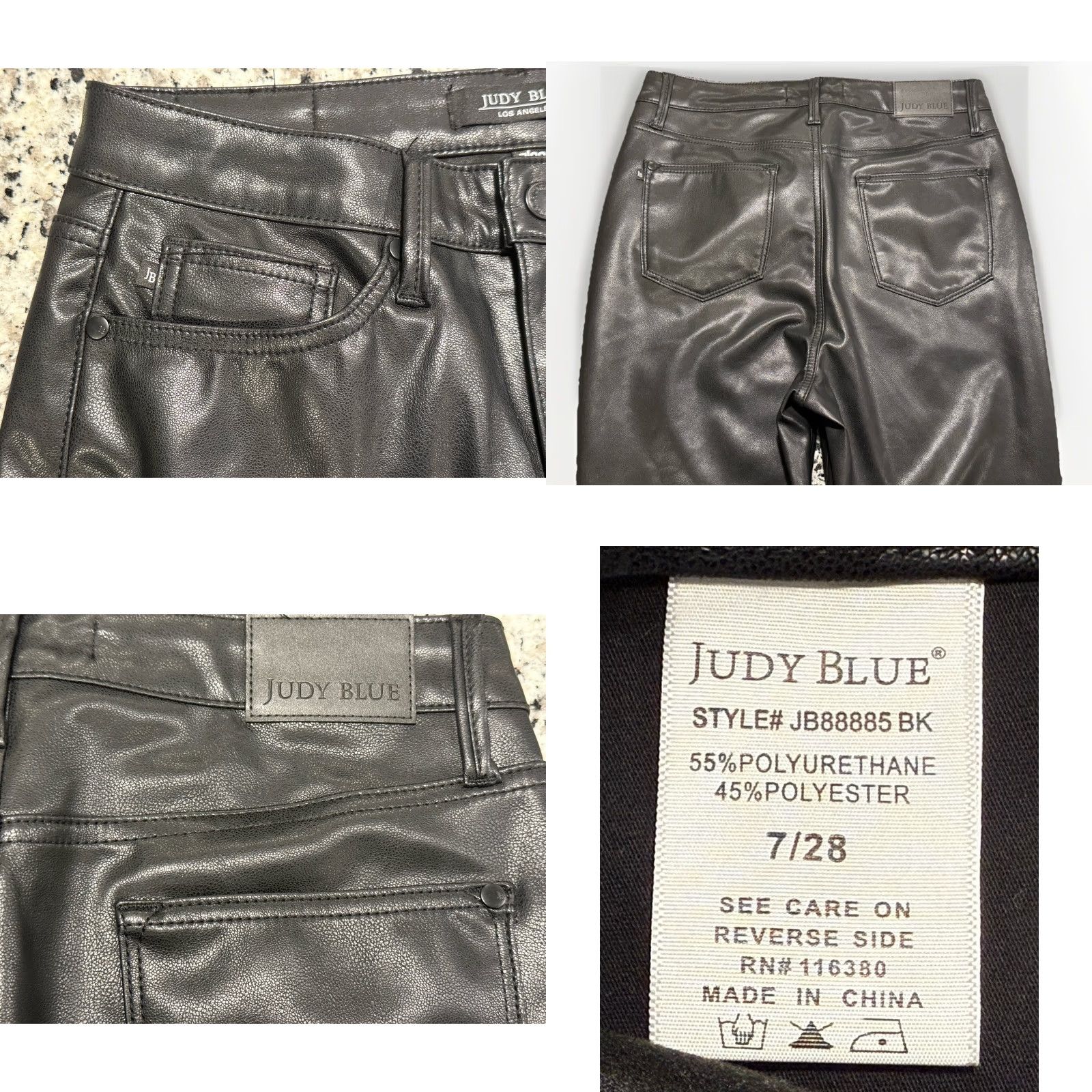 Vintage Judy Blue Faux Leather Bootcut Pants Women Regular 30x32 Black High Rise 7/28 Zip 30 32 Size 30" / US 8 / IT 44 - 8 Thumbnail