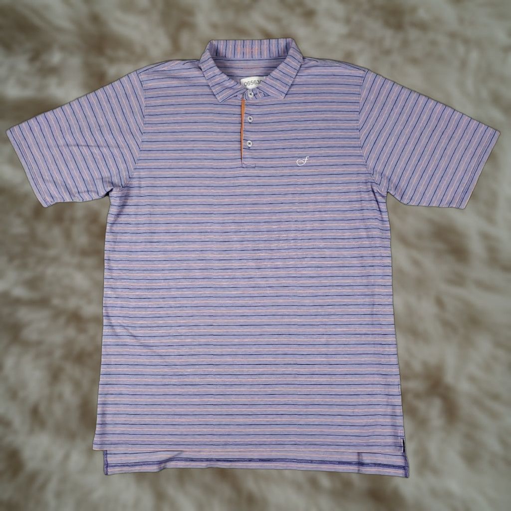 Vintage B Draddy Polo Shirt Mens Large Blue Striped Short Sleeve Polo Shirt Casual Golf Workwear Button Logo Vintage: No (remove N/A) Size US L / EU 52-54 / 3 - 1 Thumbnail