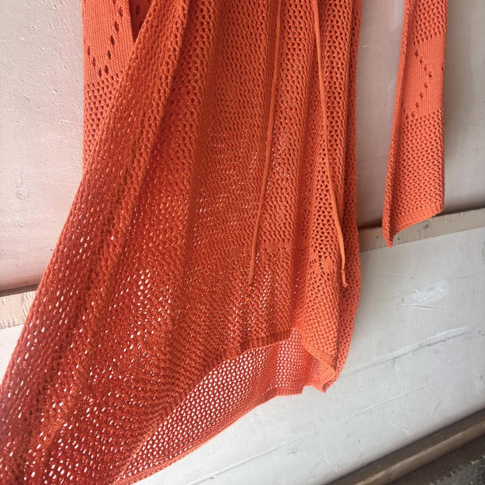 Other Cute Orange Crochet Knit Dress with Tie Waist Size S / US 4 / IT 40 - 4 Thumbnail