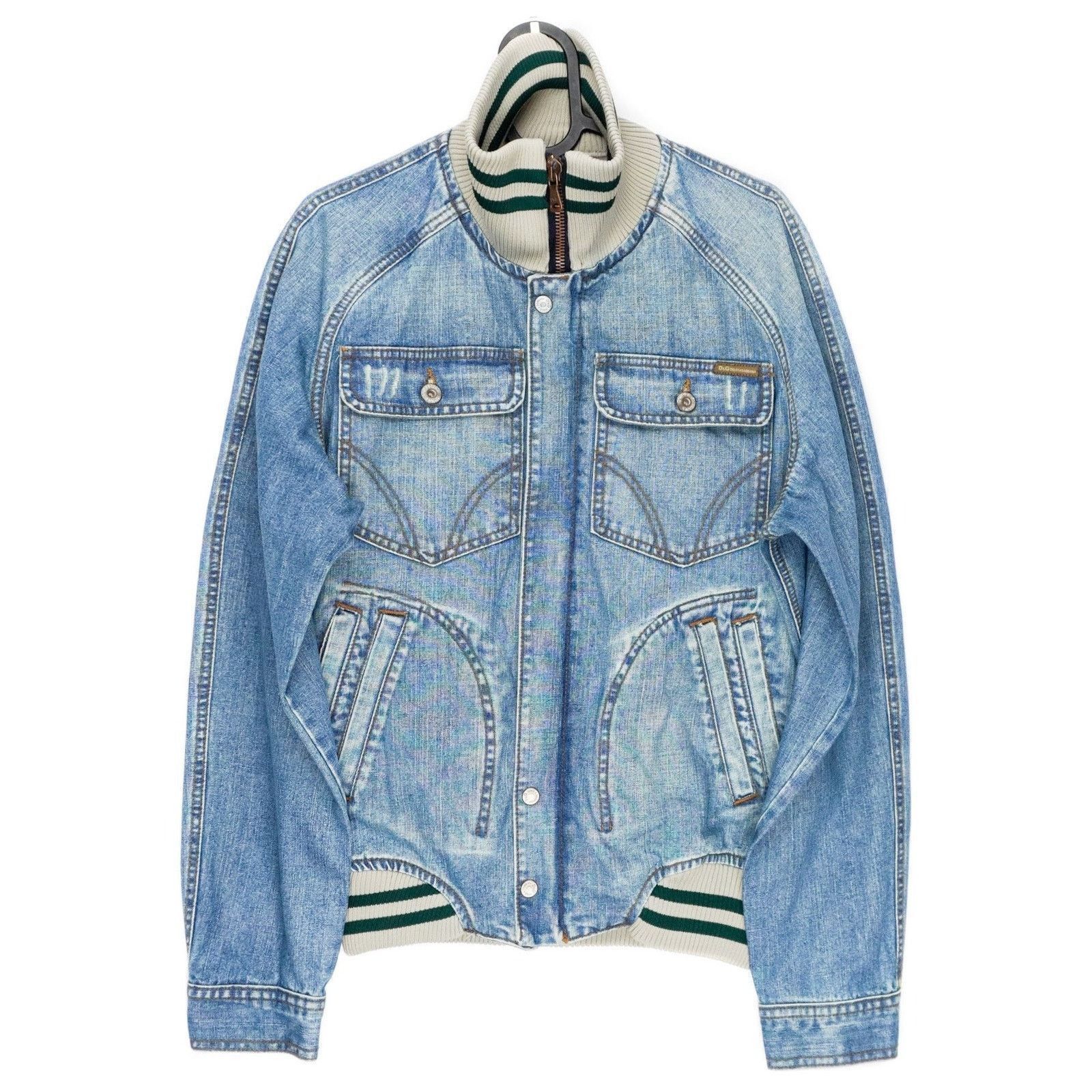 Dolce Gabbana SS2005 DG Logo Light Blue Denim Bomber Jacket