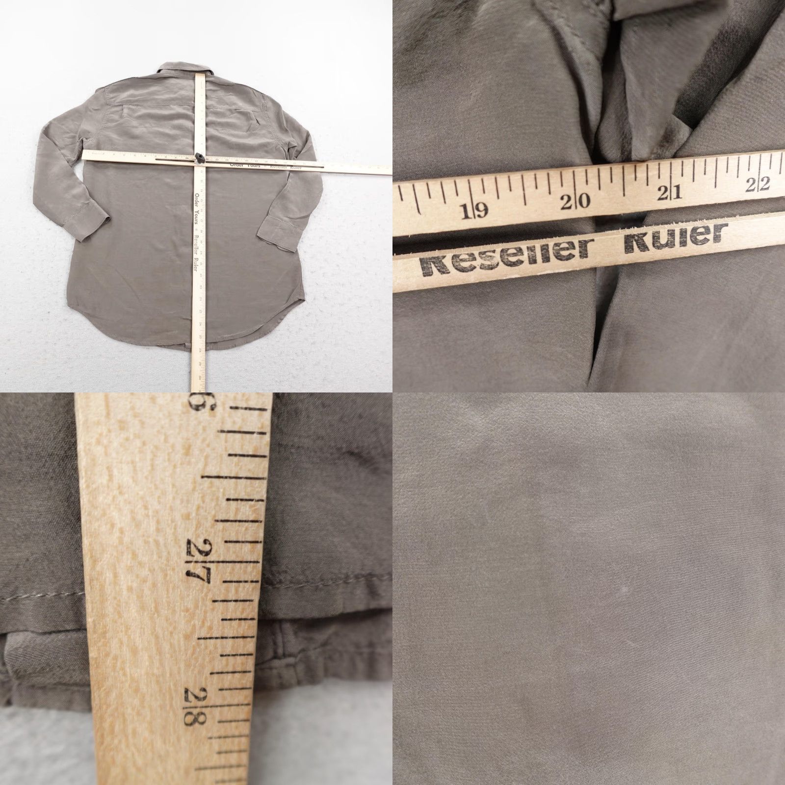 Allsaints All Saints Shirt Womens 6 Gray Octavia Silk Blend Snap Front Lightweight Top Size M / US 6-8 / IT 42-44 - 8 Thumbnail