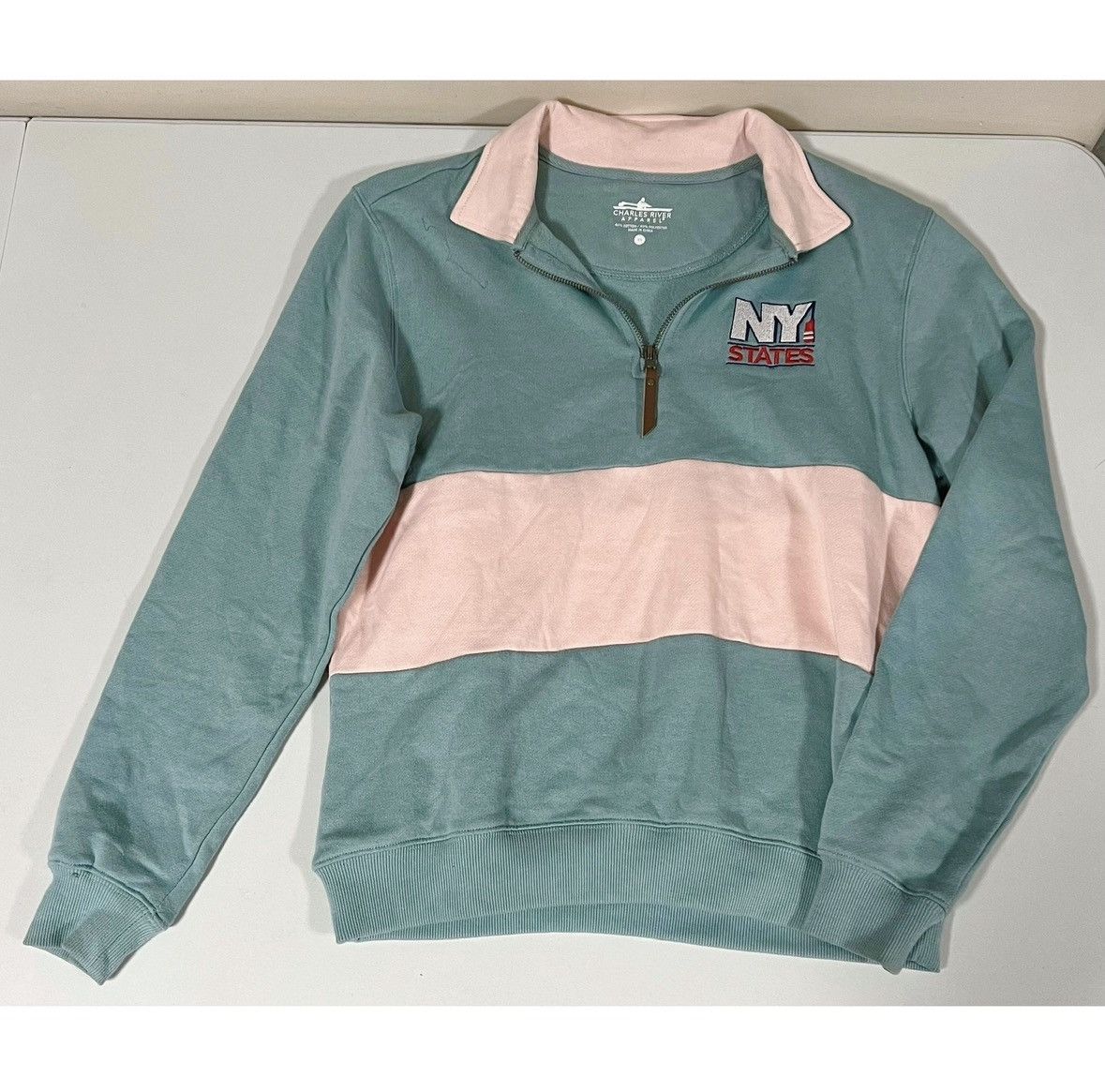 Jean Charles De Castelbajac Charles River Apparel ‘NY States’ Quarter-Zip Sweatshirt XS🩵 Size XS / US 0-2 / IT 36-38 - 2 Thumbnail