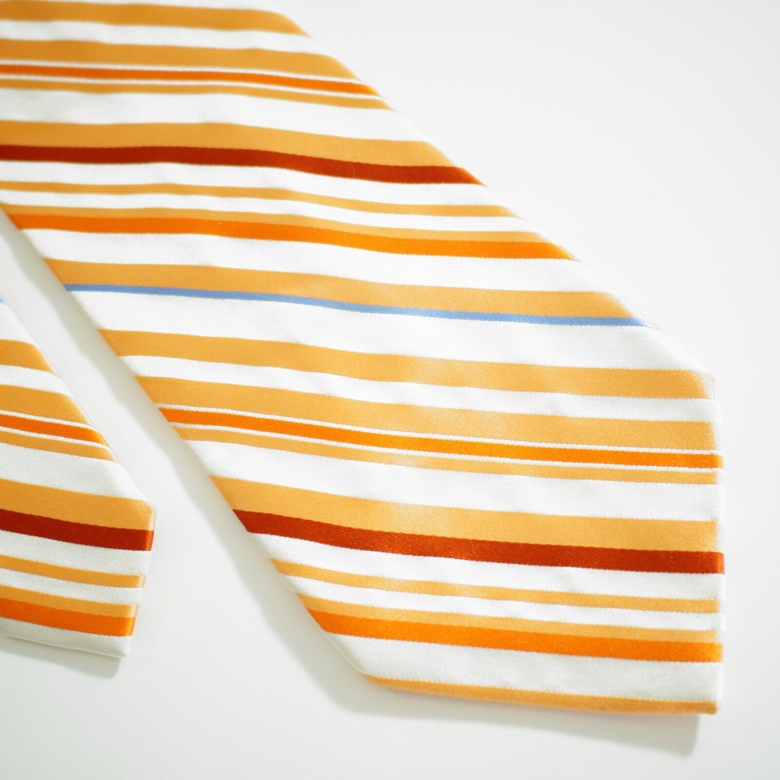 Express Express Design Studio Orange Cream Striped Woven Silk Tie Size ONE SIZE - 1 Thumbnail
