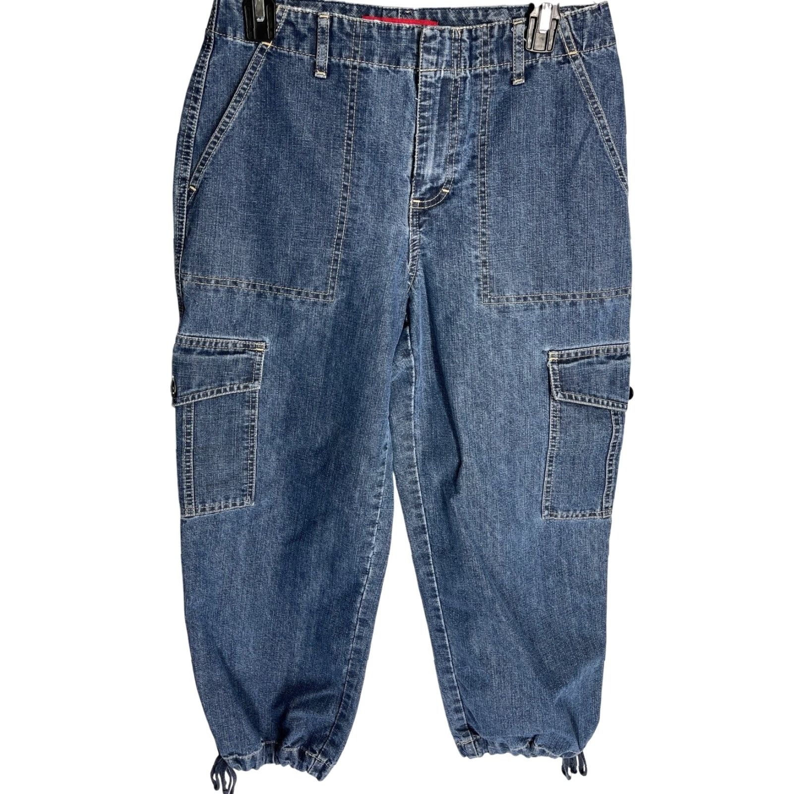 Gloria Vanderbilt Gloria Vanderbilt Jeans Cargo Dark Blue Mid Rise Cotton Capri Crop Womens Size 4 Denim Pockets Belt Loops Cargo Pocket Crop Style Jeans Womens Size 28" / US 6 / IT 42 - 2 Thumbnail