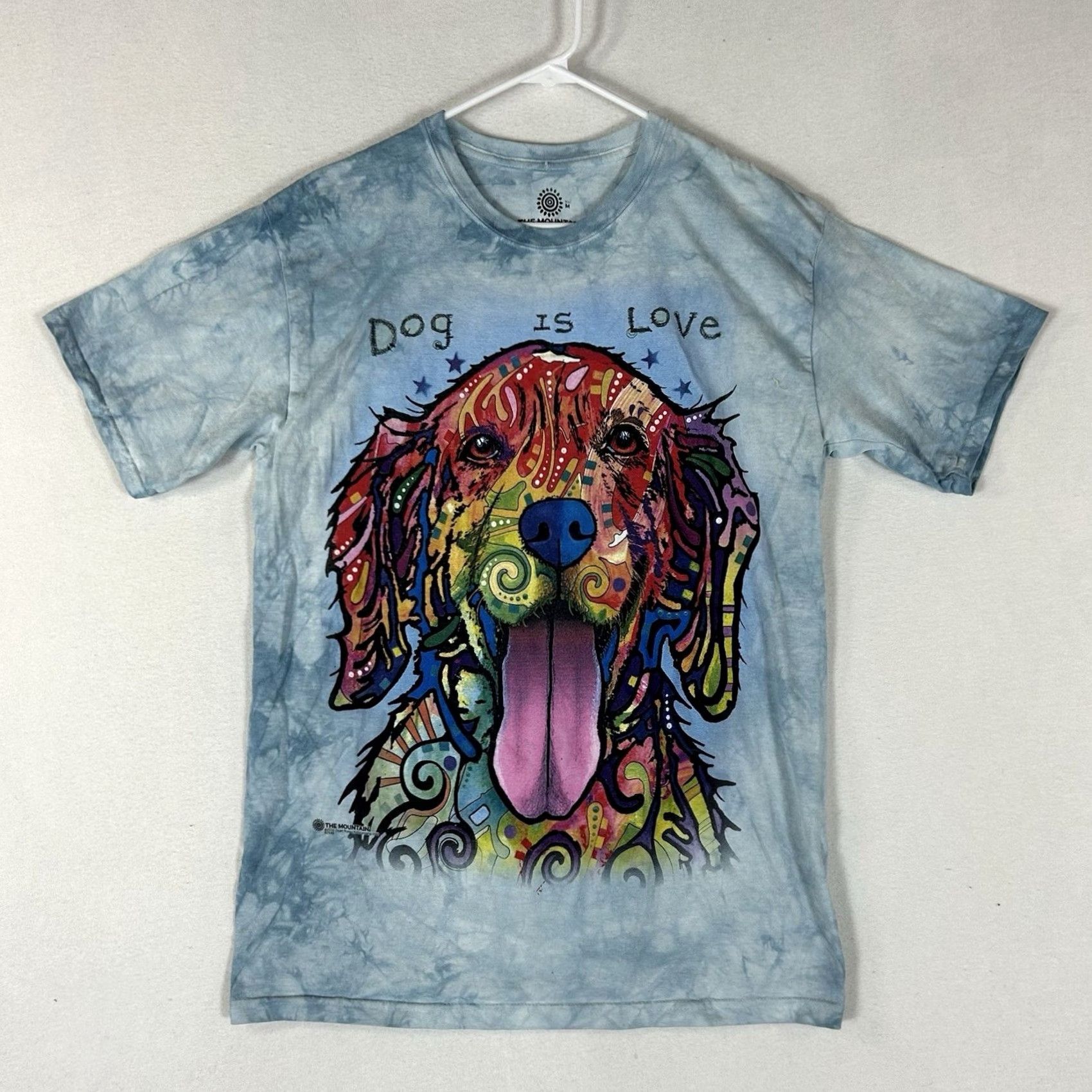 The Mountain The Mountain Tie Dye Short Sleeve Graphic Tee Unisex M Blue Dog Psychedelic Art Shirt Size US 31 - 2 Thumbnail