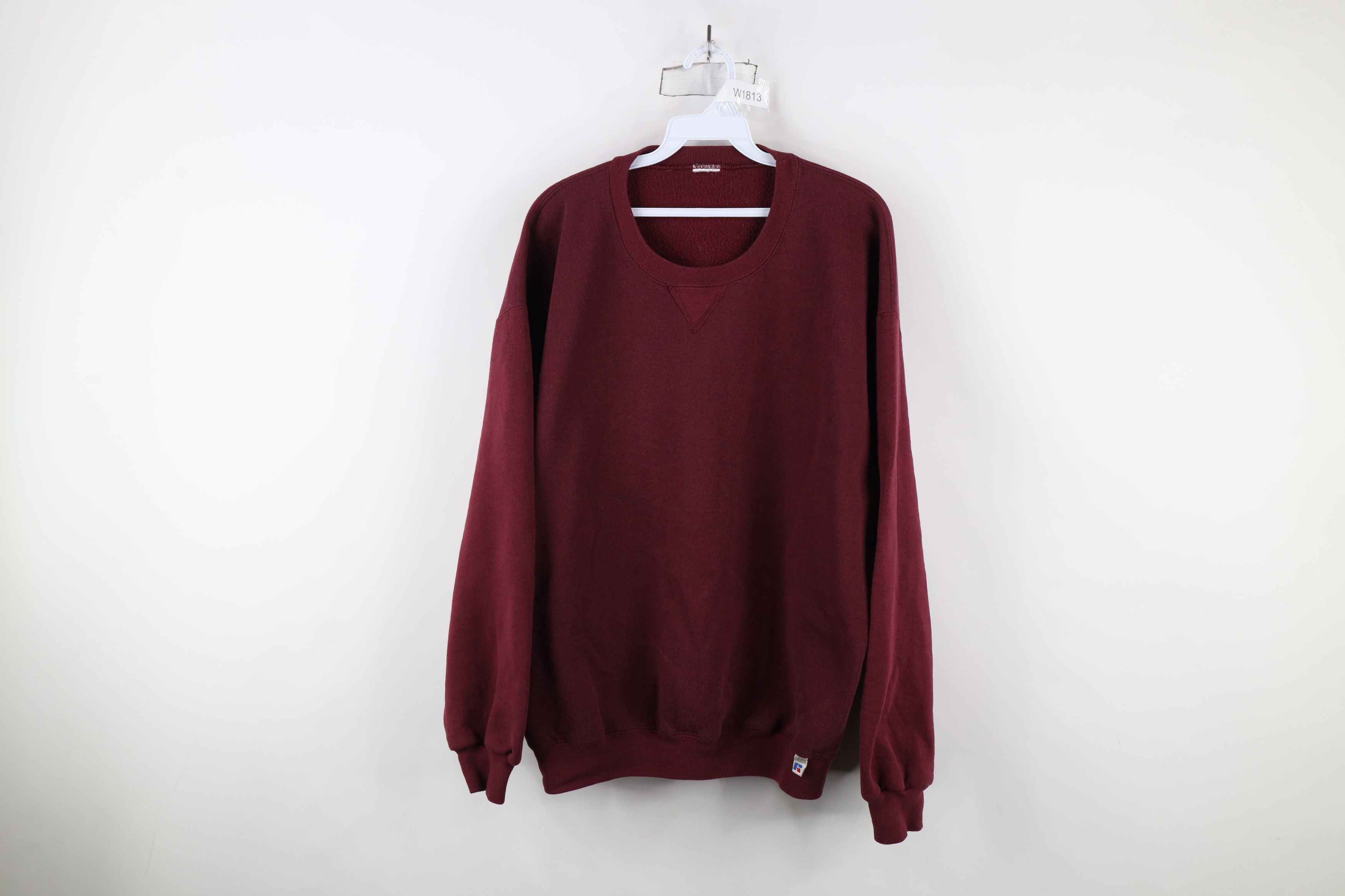 Russell Athletic × Vintage Vintage 90s Russell Athletic Blank Crewneck Sweatshirt Red Size US XL / EU 56 / 4 - 1 Thumbnail