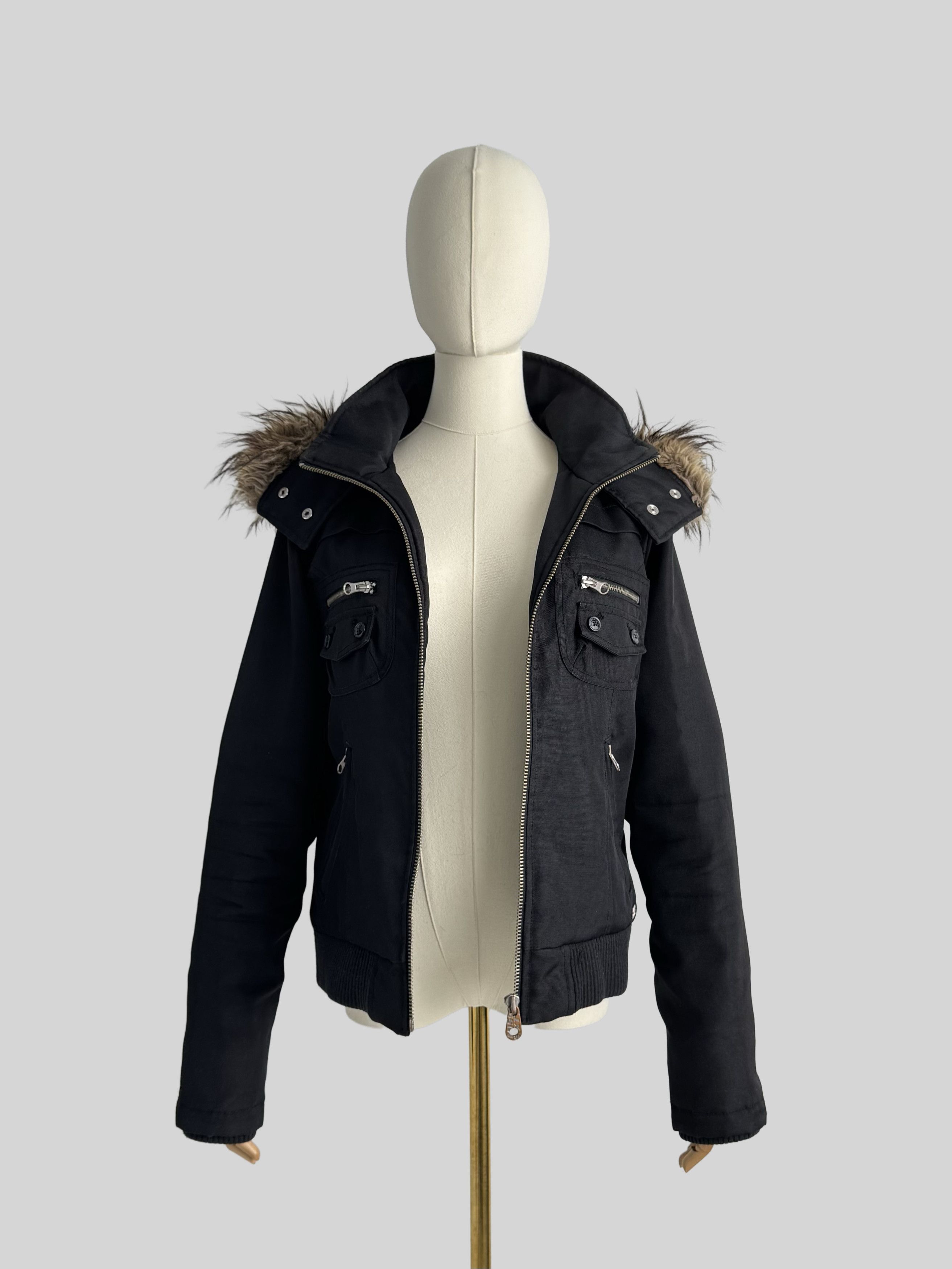 Miss Sixty Miss Sixty Vintage Cropped Jacket With Faux Fur Hood (D10) Size M / US 6-8 / IT 42-44 - 4 Thumbnail
