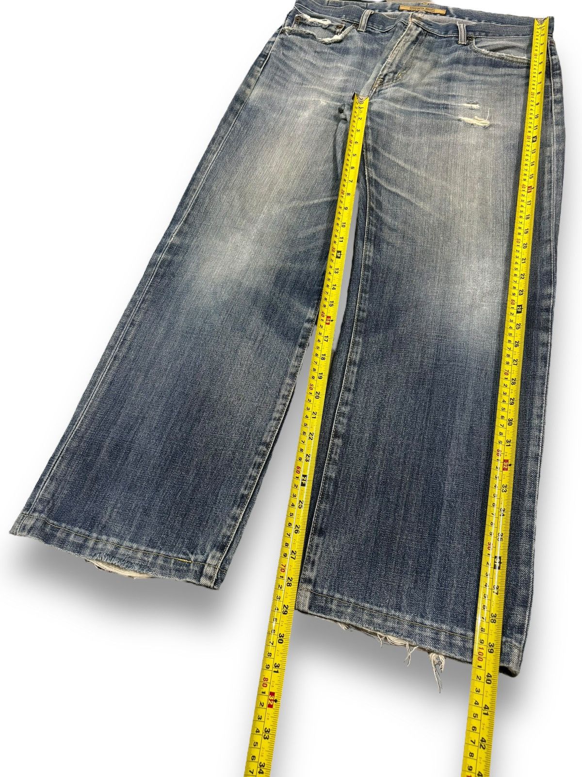 Jun Takahashi × Uniqlo × Vintage Vintage Uniqlo S002 Baggy Blue Washed Distressed Jeans Size US 34 / EU 50 - 15 Thumbnail