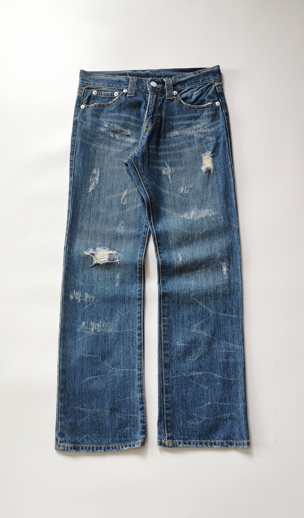Vintage Route 57 Florida Print Distressed Denim Jeans Size US 31 - 6 Thumbnail