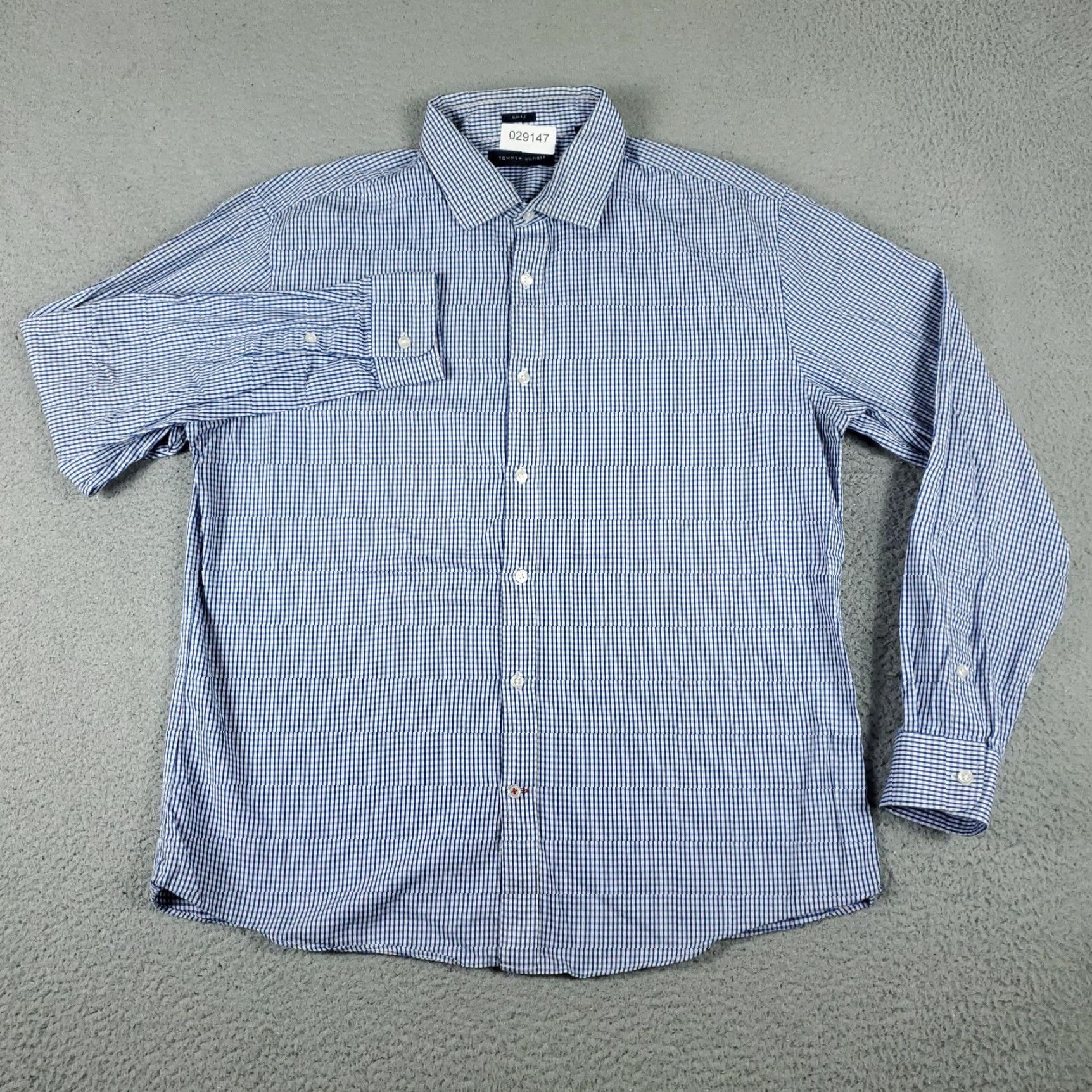 Tommy Hilfiger Tommy Hilfiger Shirt Mens XL Blue Check Button Up Long Sleeve Size US XL / EU 56 / 4 - 2 Thumbnail