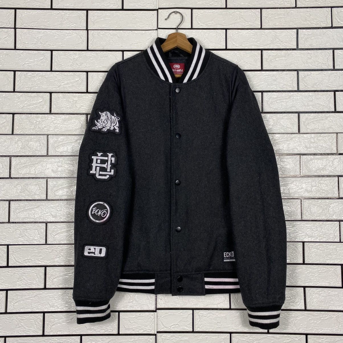 Ecko Unltd. Vintage Wool Bomber Jacket Ecko Untld Big Logo Size US L / EU 52-54 / 3 - 9 Thumbnail