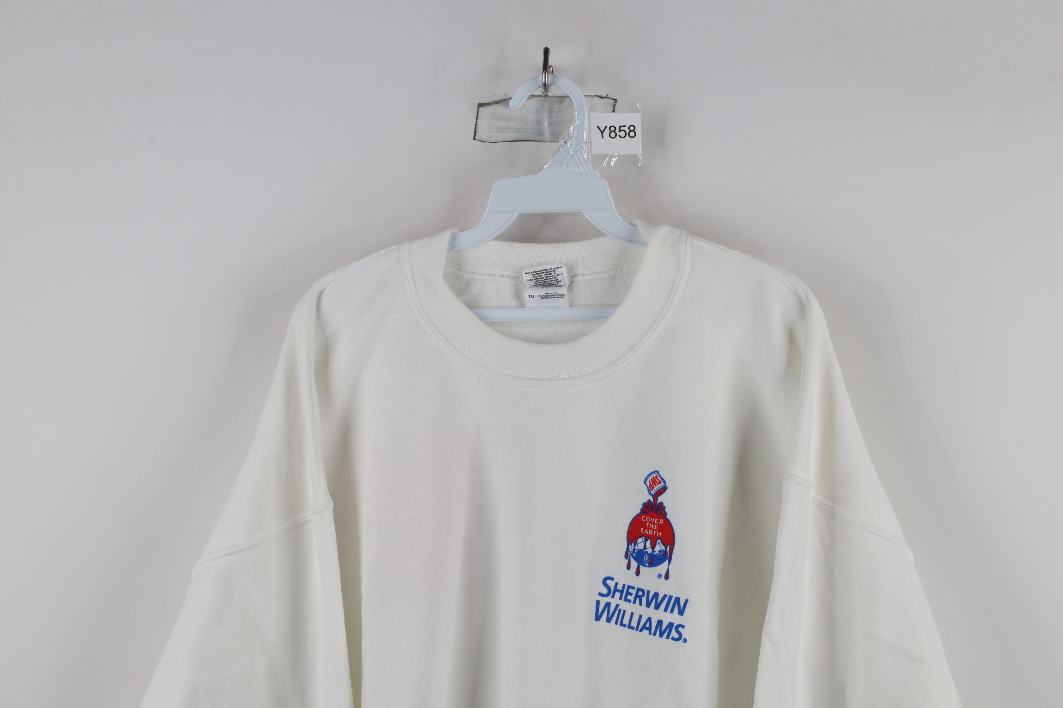 Vintage Vintage 90s Sherwin Williams Paint Crewneck Sweatshirt White Size US XL / EU 56 / 4 - 2 Thumbnail