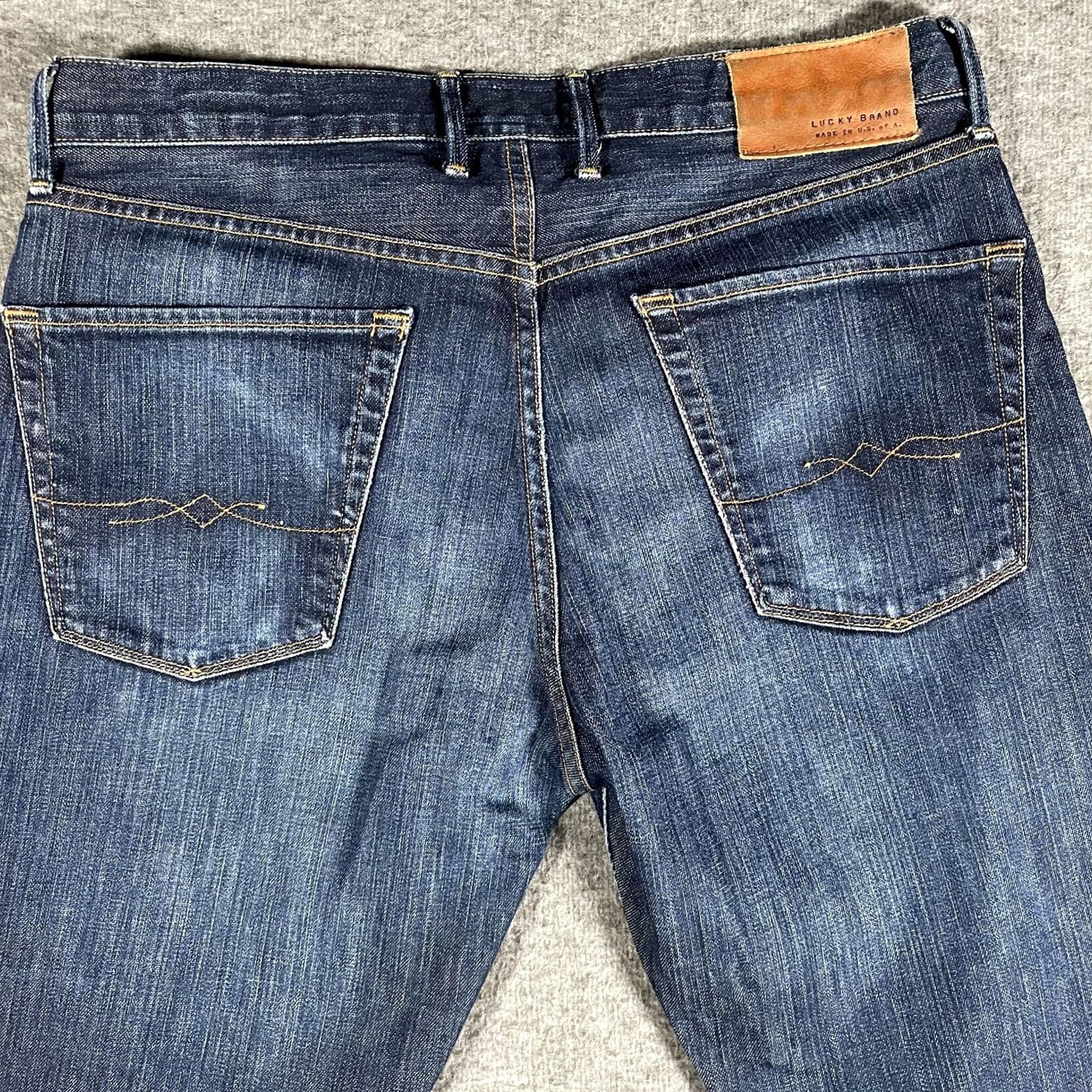 Lucky Brand Lucky Brand 121 Heritage Slim Straight Jeans Mens 33x31 Blue Selvage Made USA Size US 33 - 4 Thumbnail