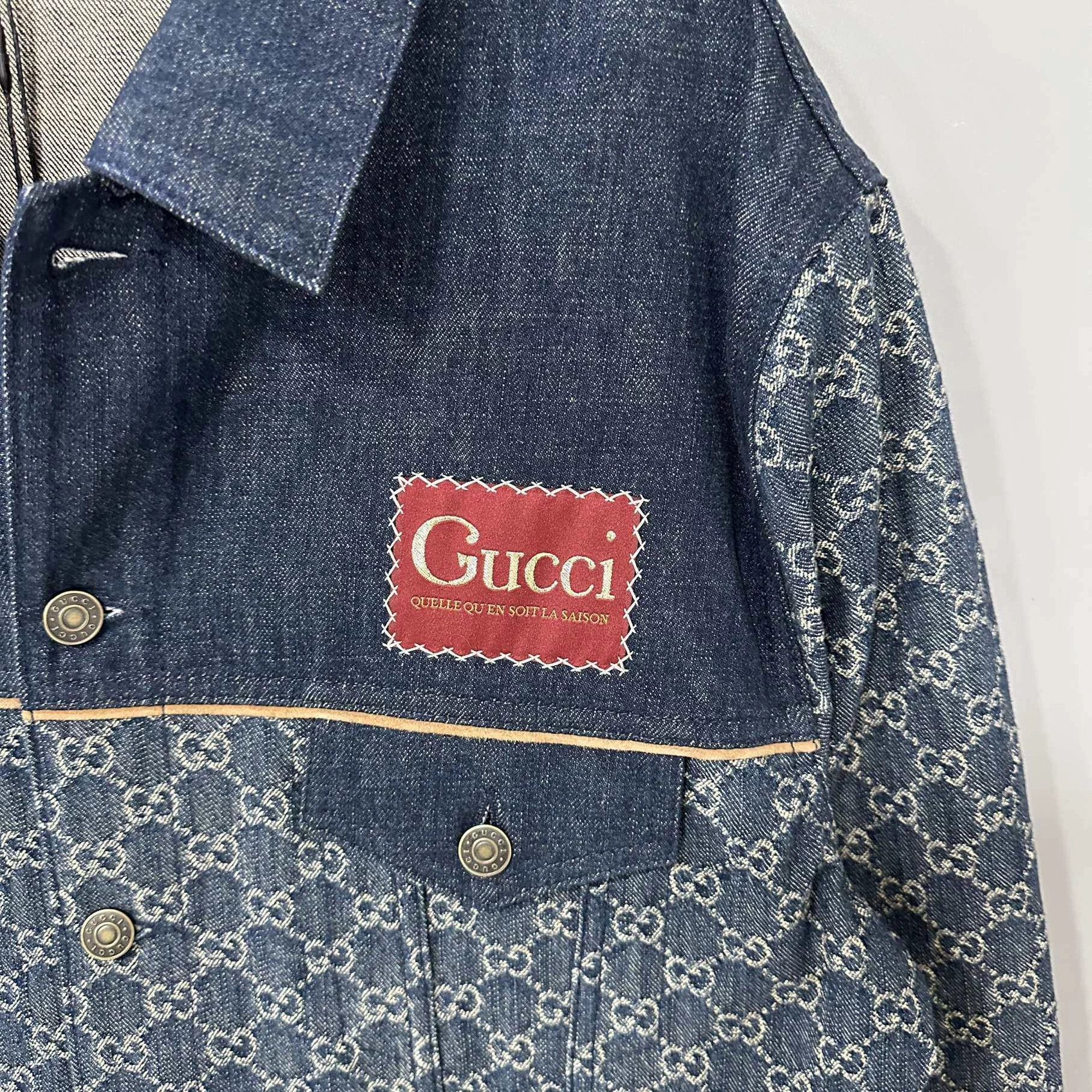 Gucci GUCCI Denim Jacquard Logo Collar Patchwork Jacket 48 Size US M / EU 48-50 / 2 - 4 Thumbnail