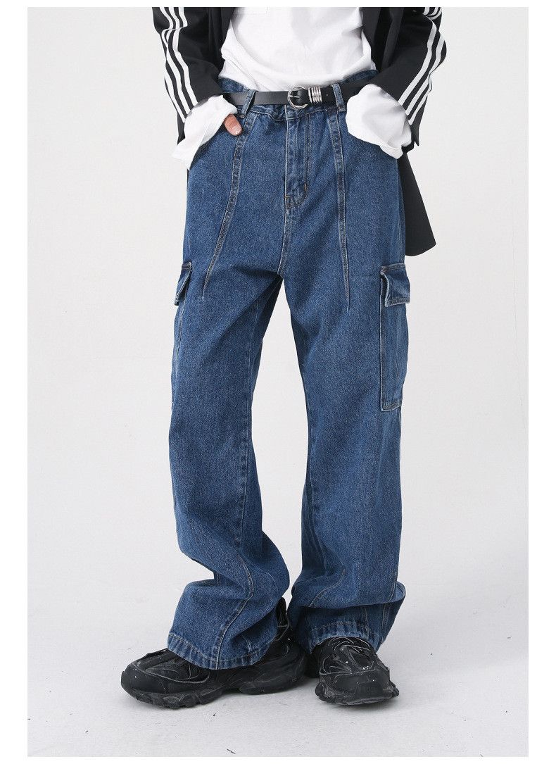 Jean Men's straight loose street wide-leg vintage jeans Size US 32 / EU 48 - 1 Thumbnail