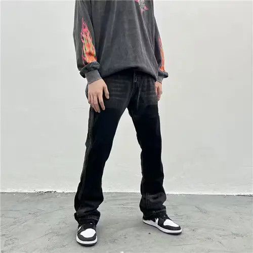 image of Vintage Double Knee Carpenter Faded Flared Jeans in Grey, Men's (Size 32)