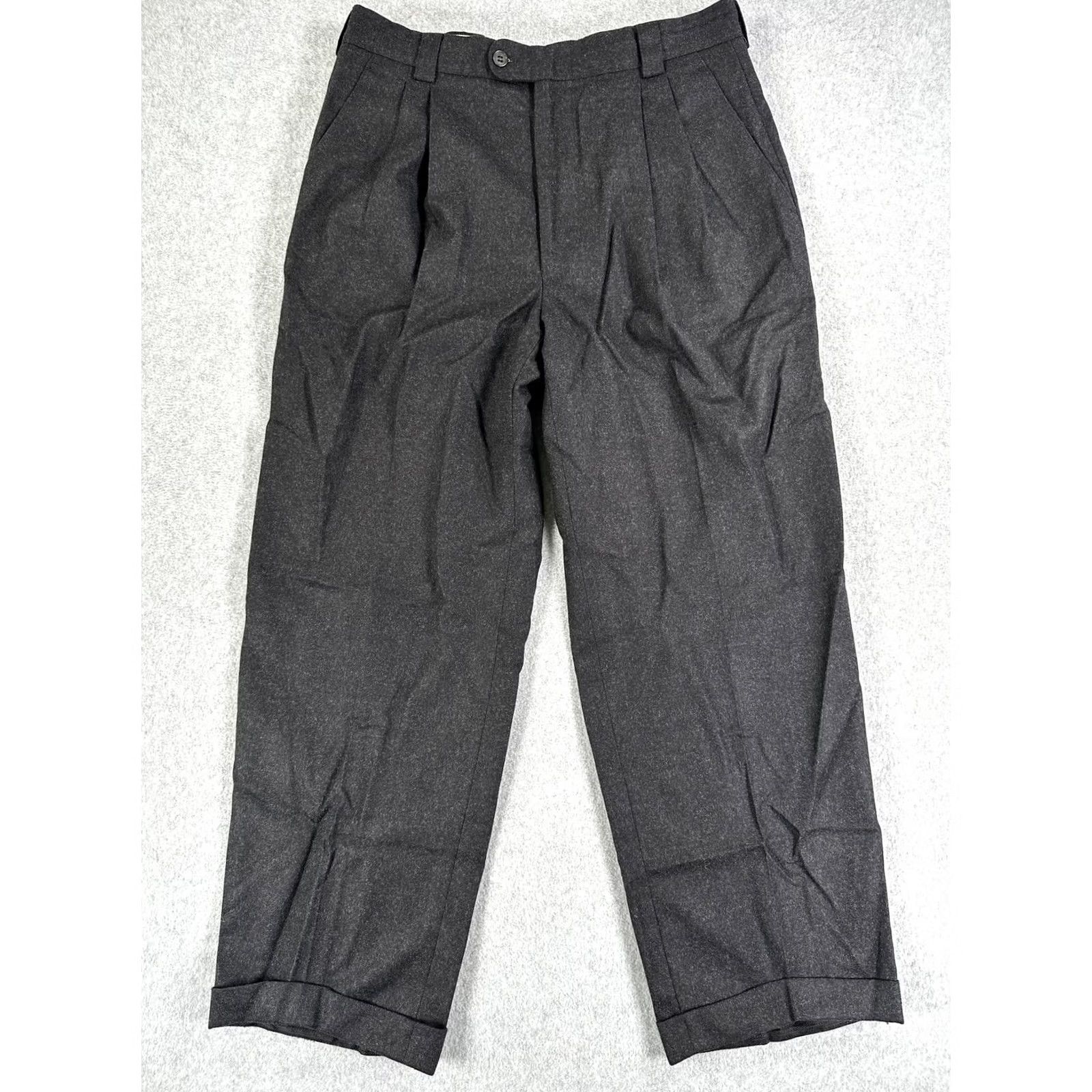 Versace V2 by Versace Dress Pants Mens 36x29 Gray Pleated Cuffed Straight Leg Trousers Size US 36 / EU 52 - 2 Thumbnail