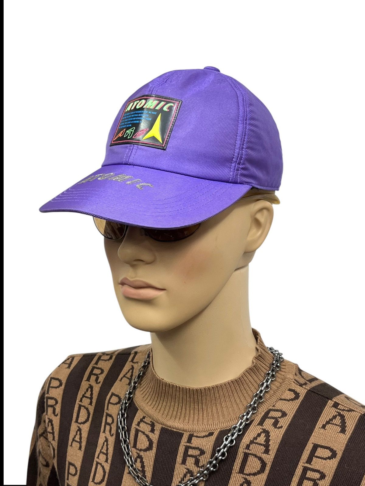 Asics × Chemist Creations RARE 90’s Atomic Arc x ASICS Tech Cap Japan Nylon Purple Hat Size ONE SIZE - 4 Thumbnail